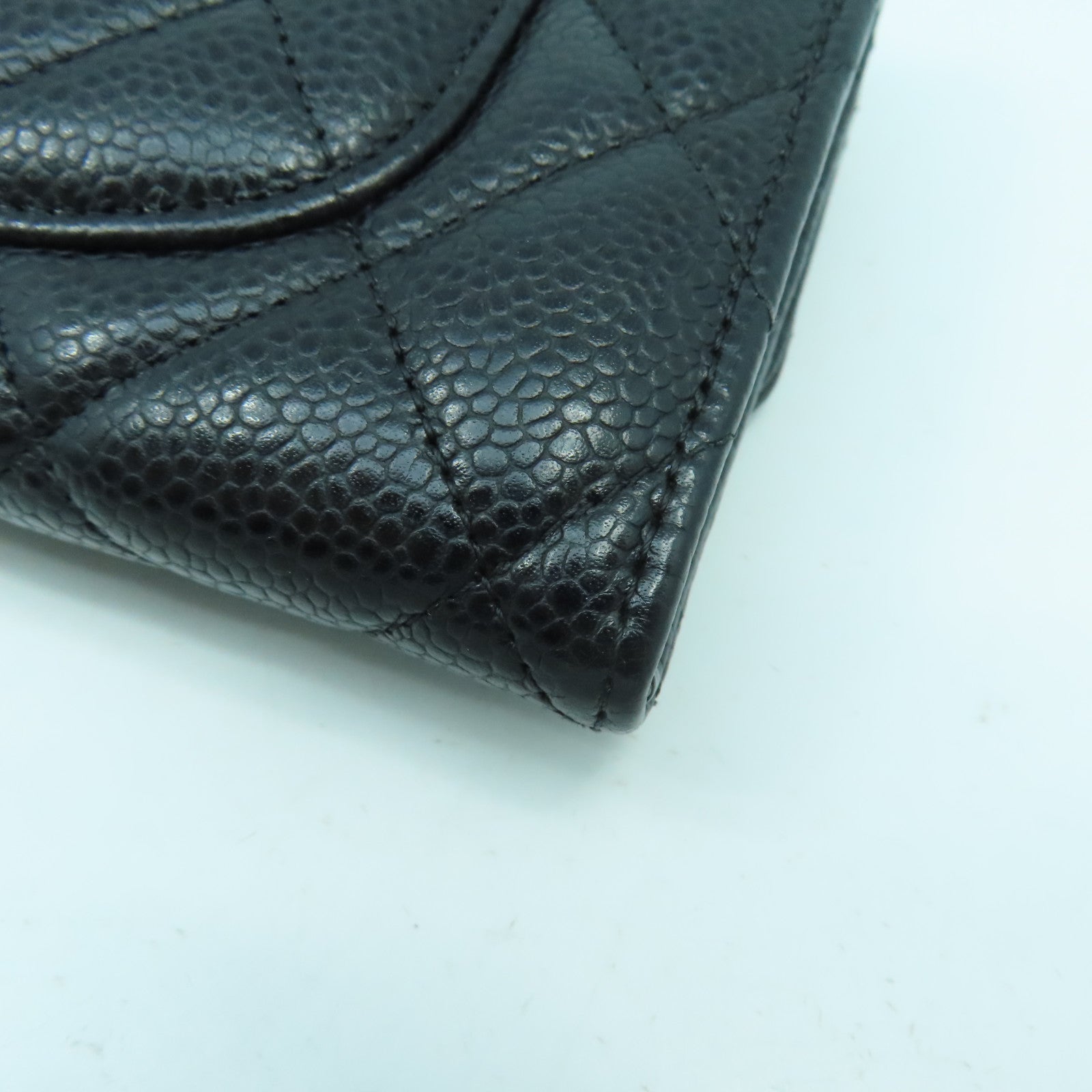 CHANEL 菱格Caviar皮革Long Wallet金扣長錢包黑色