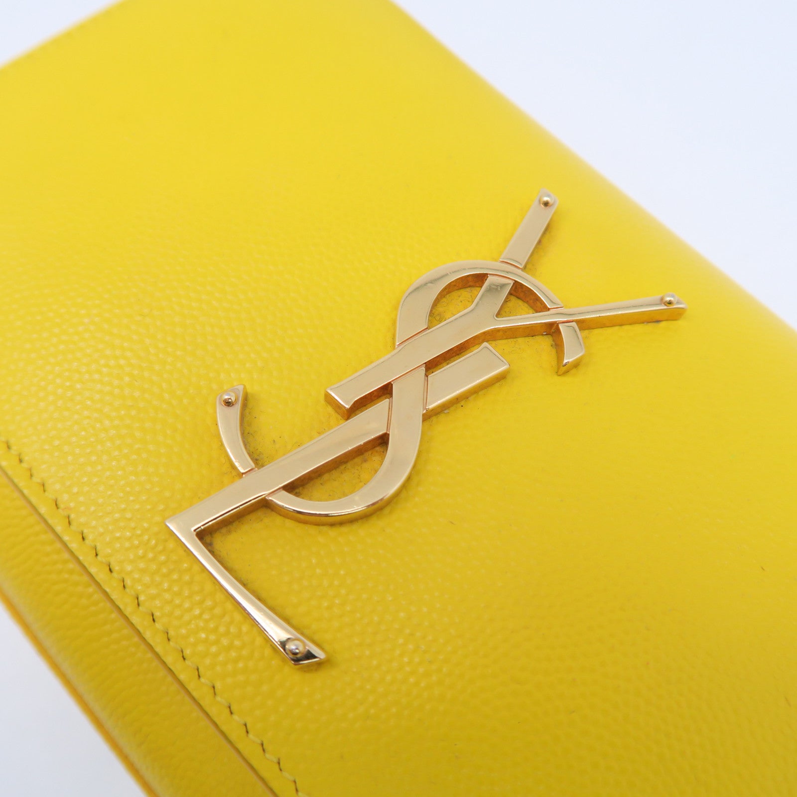 SAINT LAURENT 牛皮皮革Kate Mini Bag金扣鏈帶肩背袋黃色