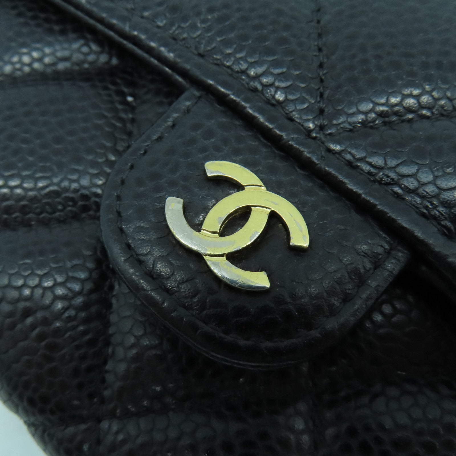 CHANEL 菱格Caviar皮革Long Wallet金扣長錢包黑色