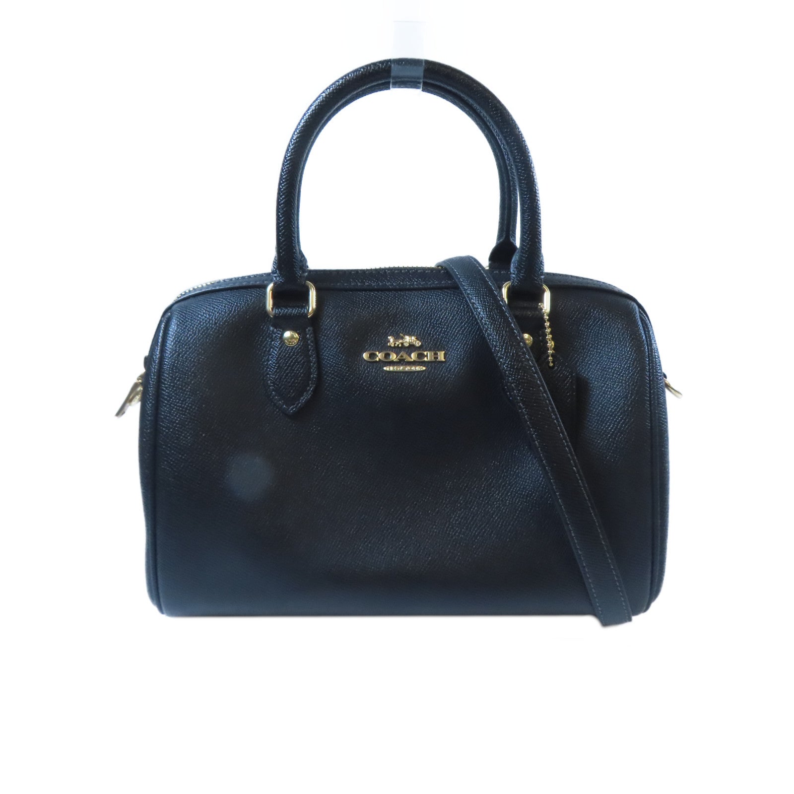 COACH 牛皮皮革2 Way Shoulder Bag金扣手挽肩背兩用袋黑色