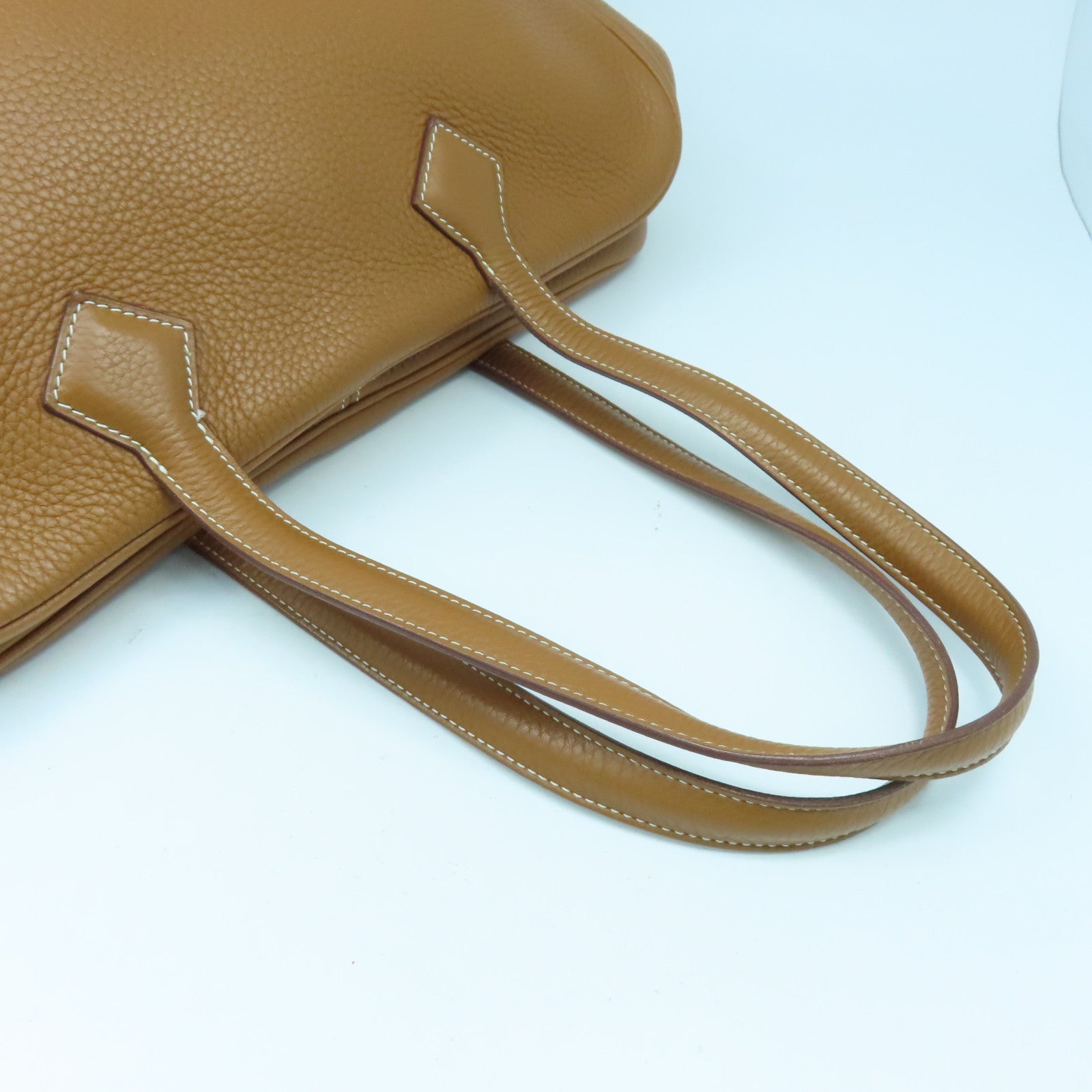HERMES Clemence皮革Victolia銀扣手挽袋金色#37