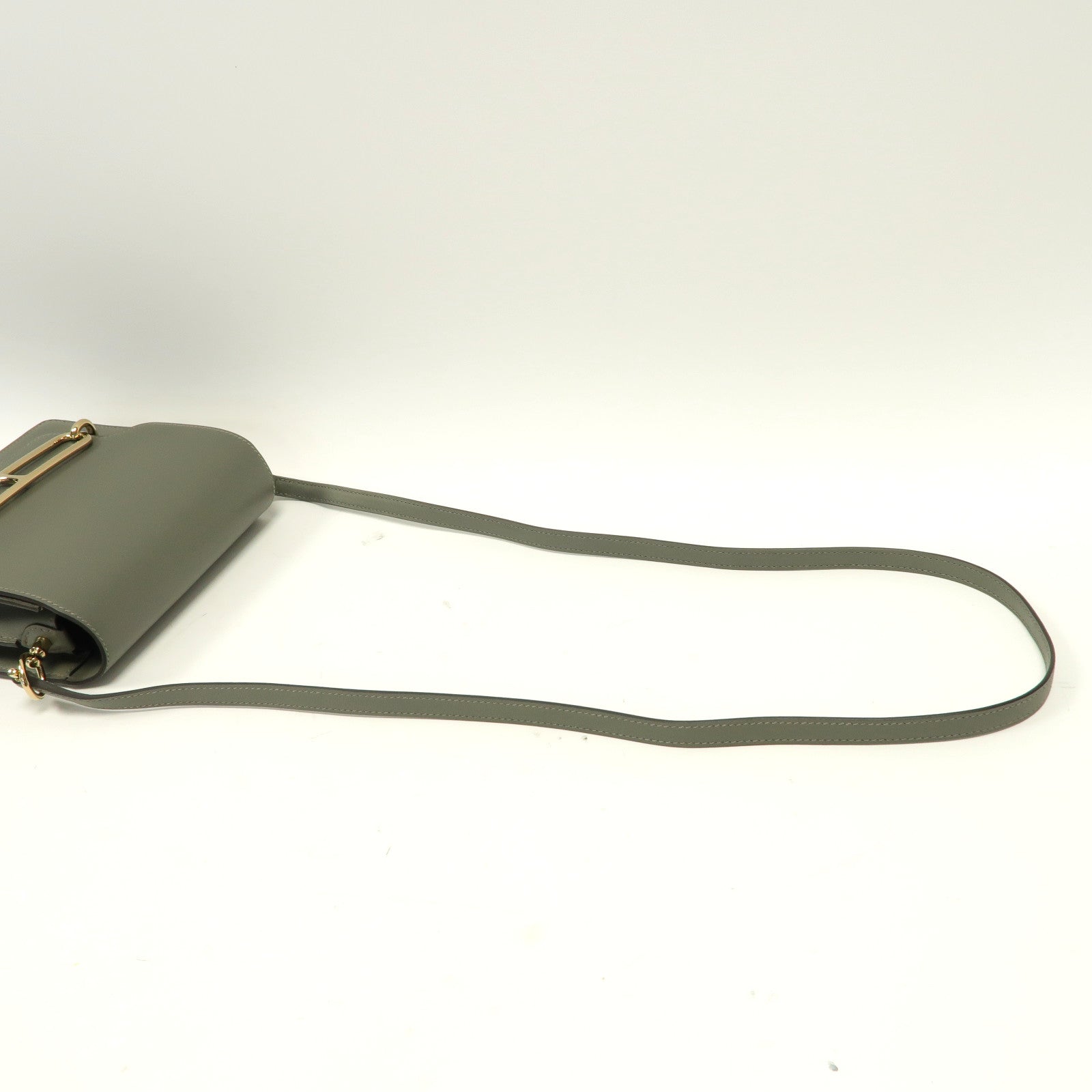 HERMES Evercolor皮革Mini Roulis金扣肩背袋灰色