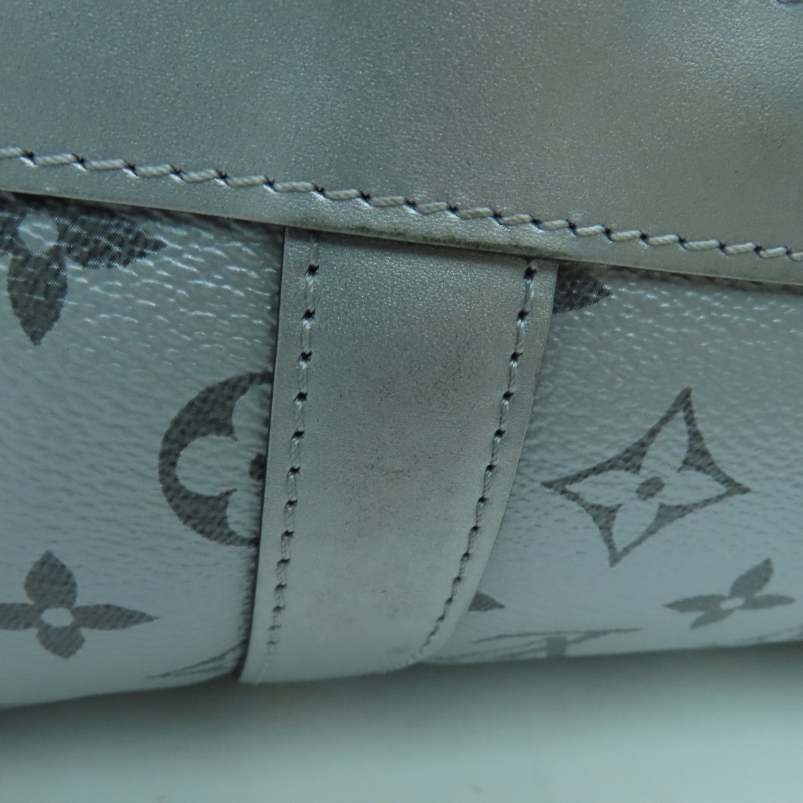 LOUIS VUITTON Monogram Eclipse Keepall 50 Silver Buckle Handle Shoulder Bag Black/Silver