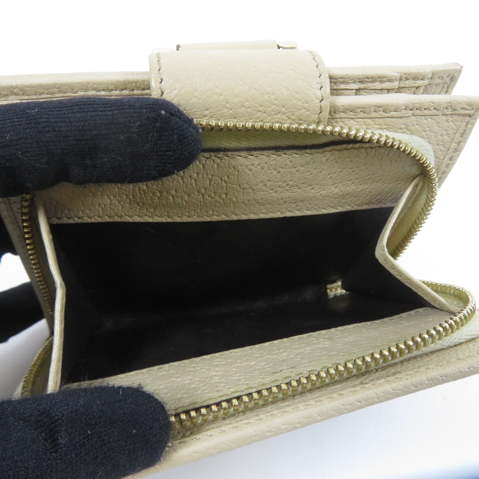 GUCCI 帆布Wallet金扣錢包米色