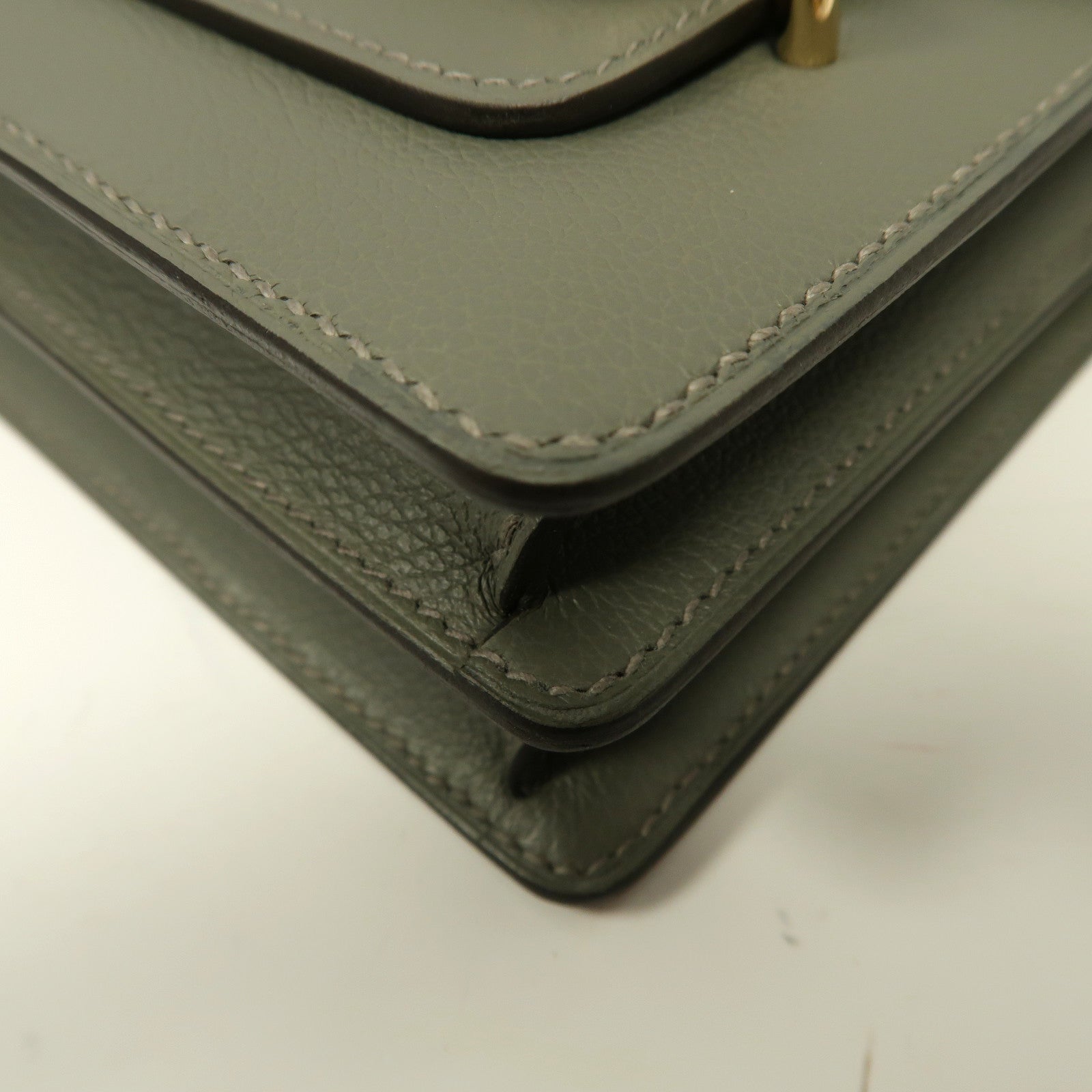 HERMES Evercolor皮革Mini Roulis金扣肩背袋灰色