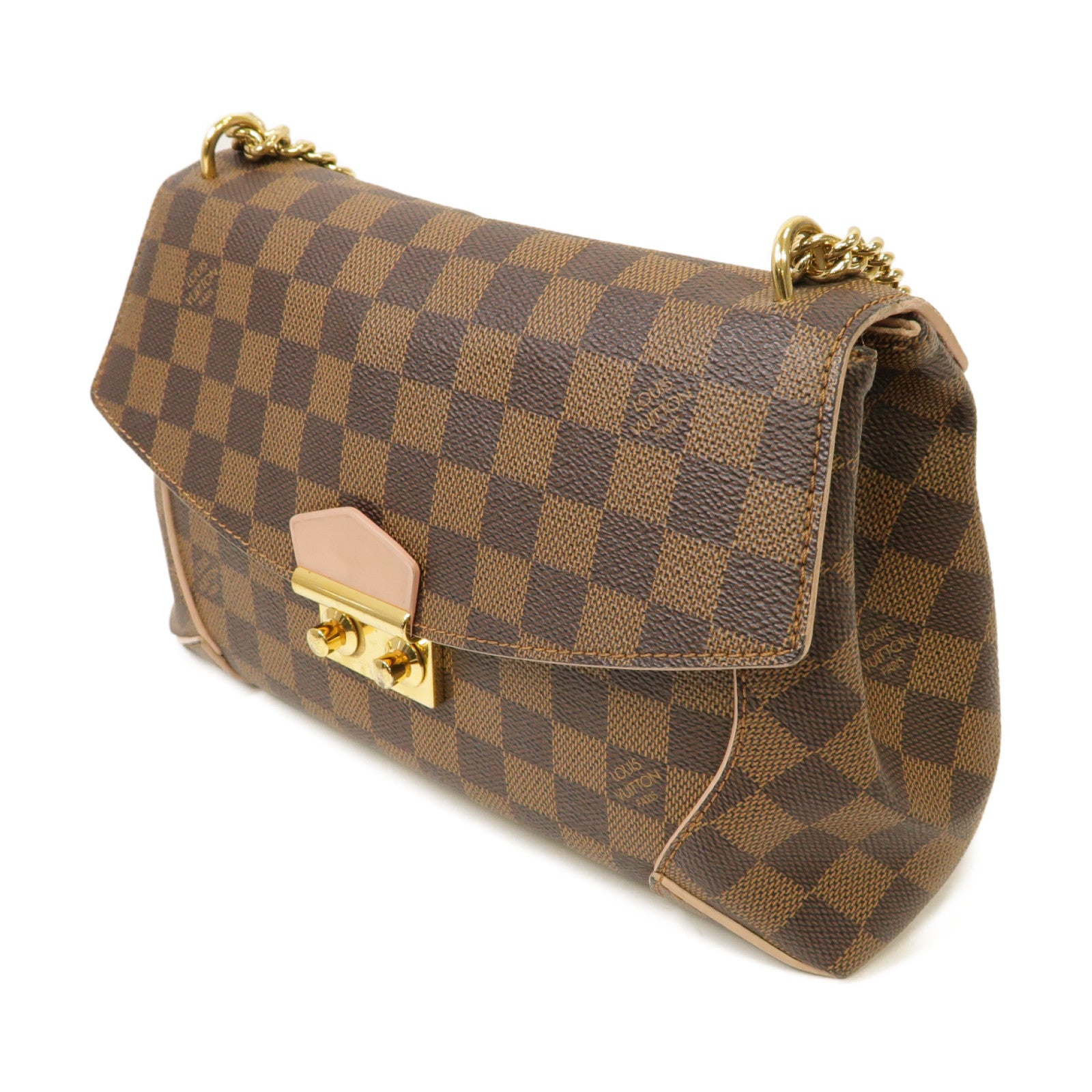 LOUIS VUITTON Damier Caissa Clutch Cherry Shoulder Bag金扣鏈帶肩背袋棕色