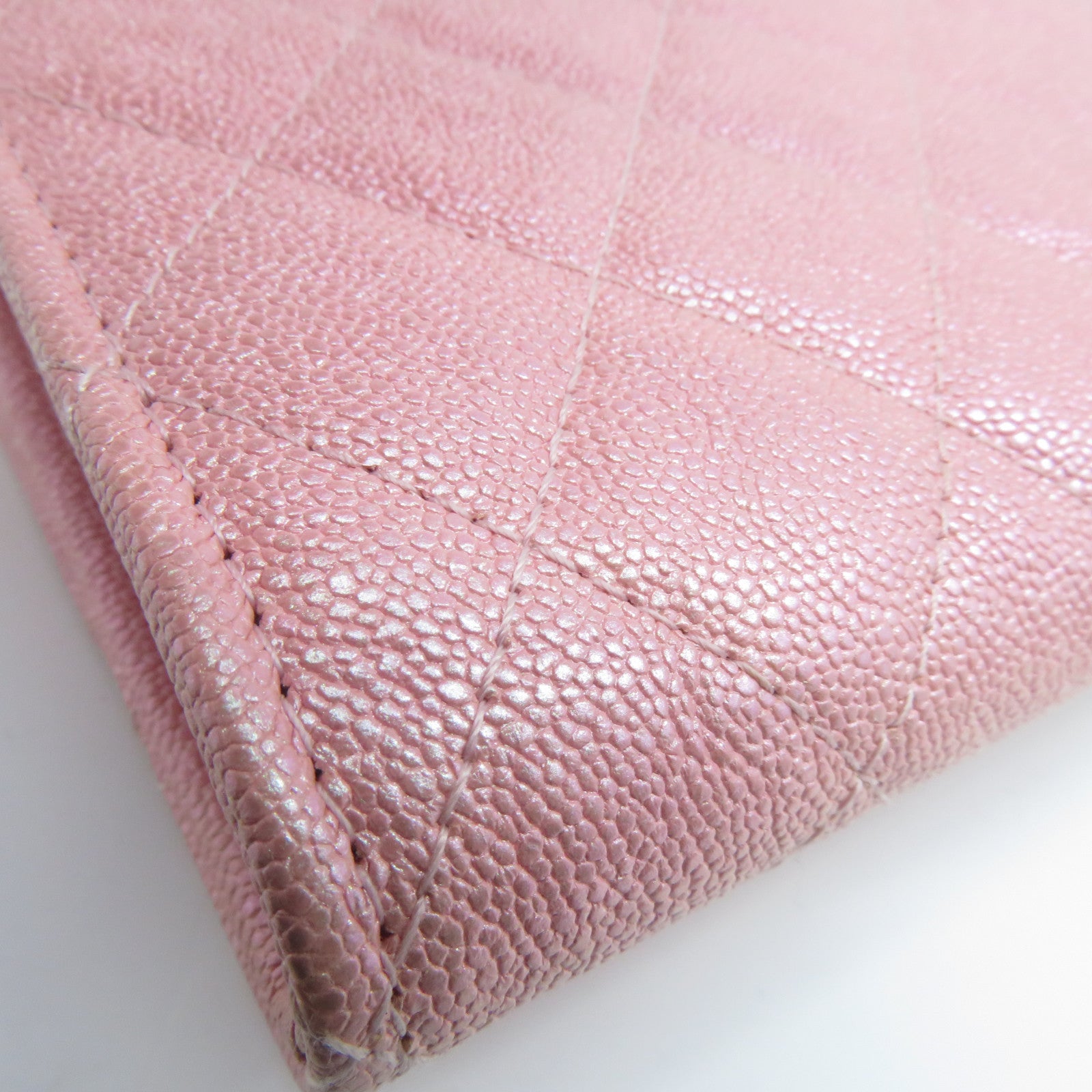 CHANEL 菱格Caviar皮革Wallet With Chain金扣鏈帶肩背袋粉紅色