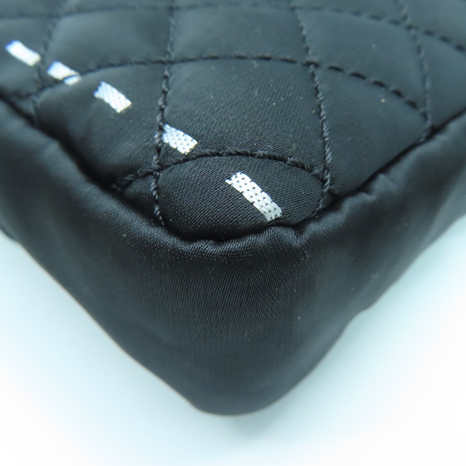 CHANEL Rhombus Nylon Chain Shoulder Silver Buckle Shoulder Bag Black