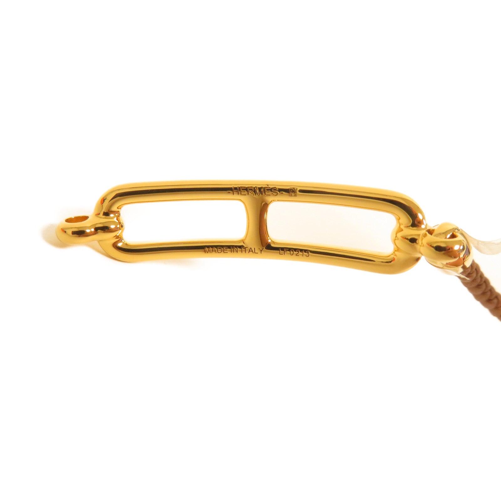 HERMES 牛皮皮革Roulis Double Tour Bracelet手鐲啡色/金色