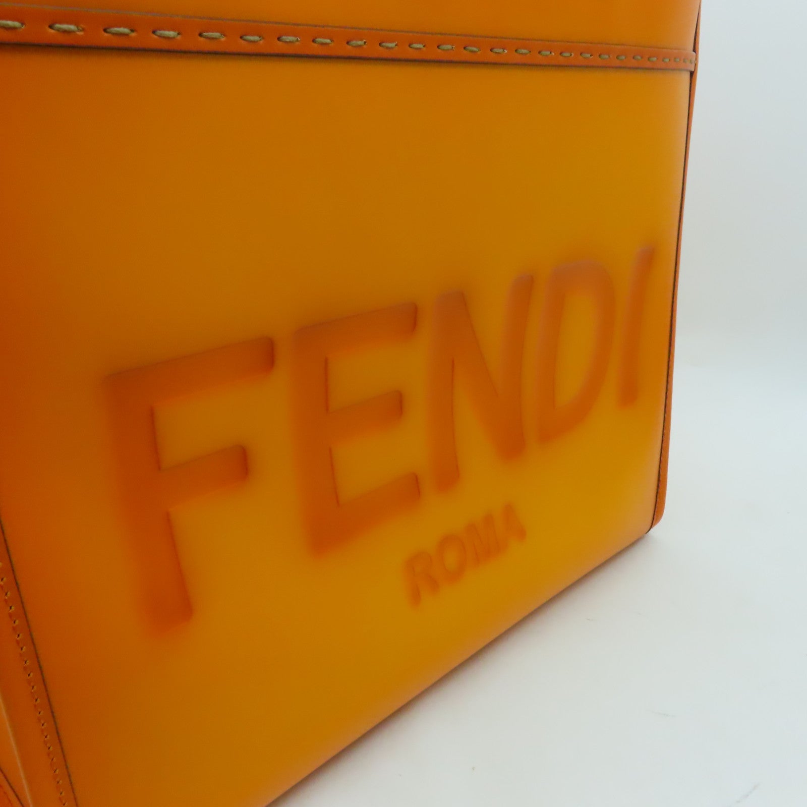 FENDI 牛皮皮革Sunsgine Mudium金扣手挽肩背兩用袋橙色