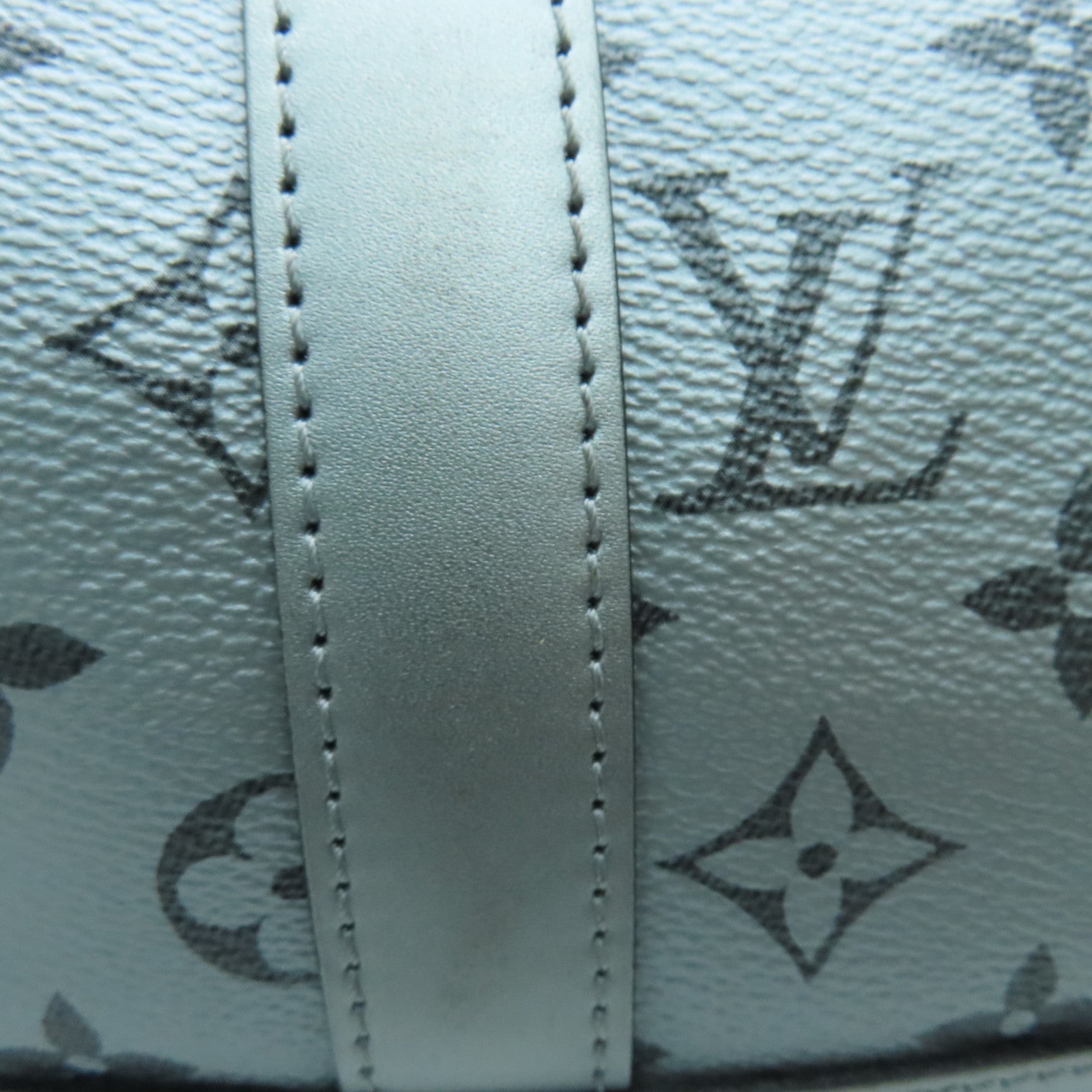 LOUIS VUITTON Monogram Eclipse Keepall 50 Silver Buckle Handle Shoulder Bag Black/Silver