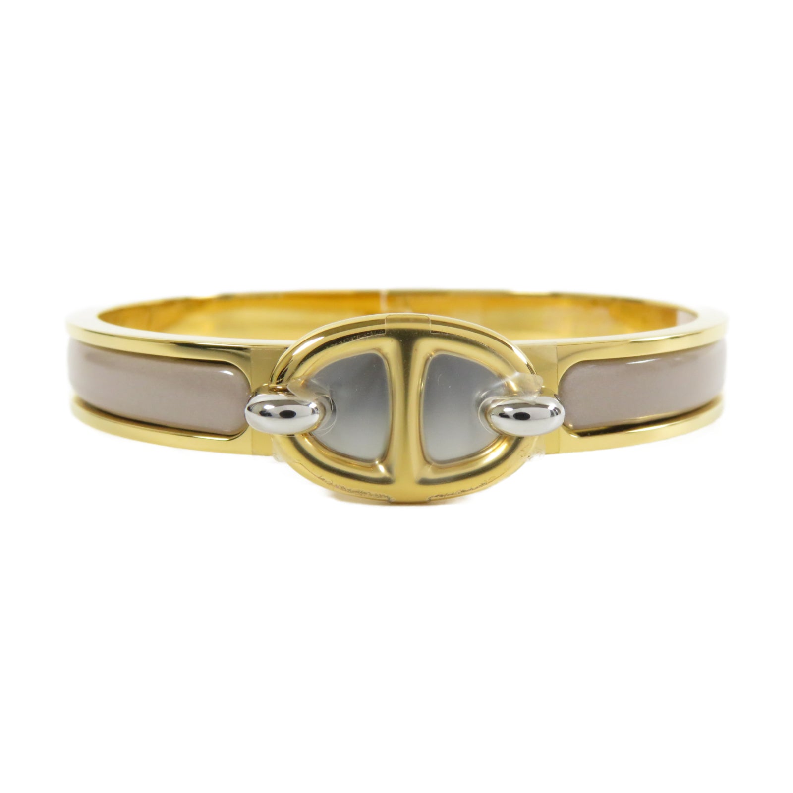 HERMES 金屬Mini Clic Chaine d'Ancre手鐲灰色/金色