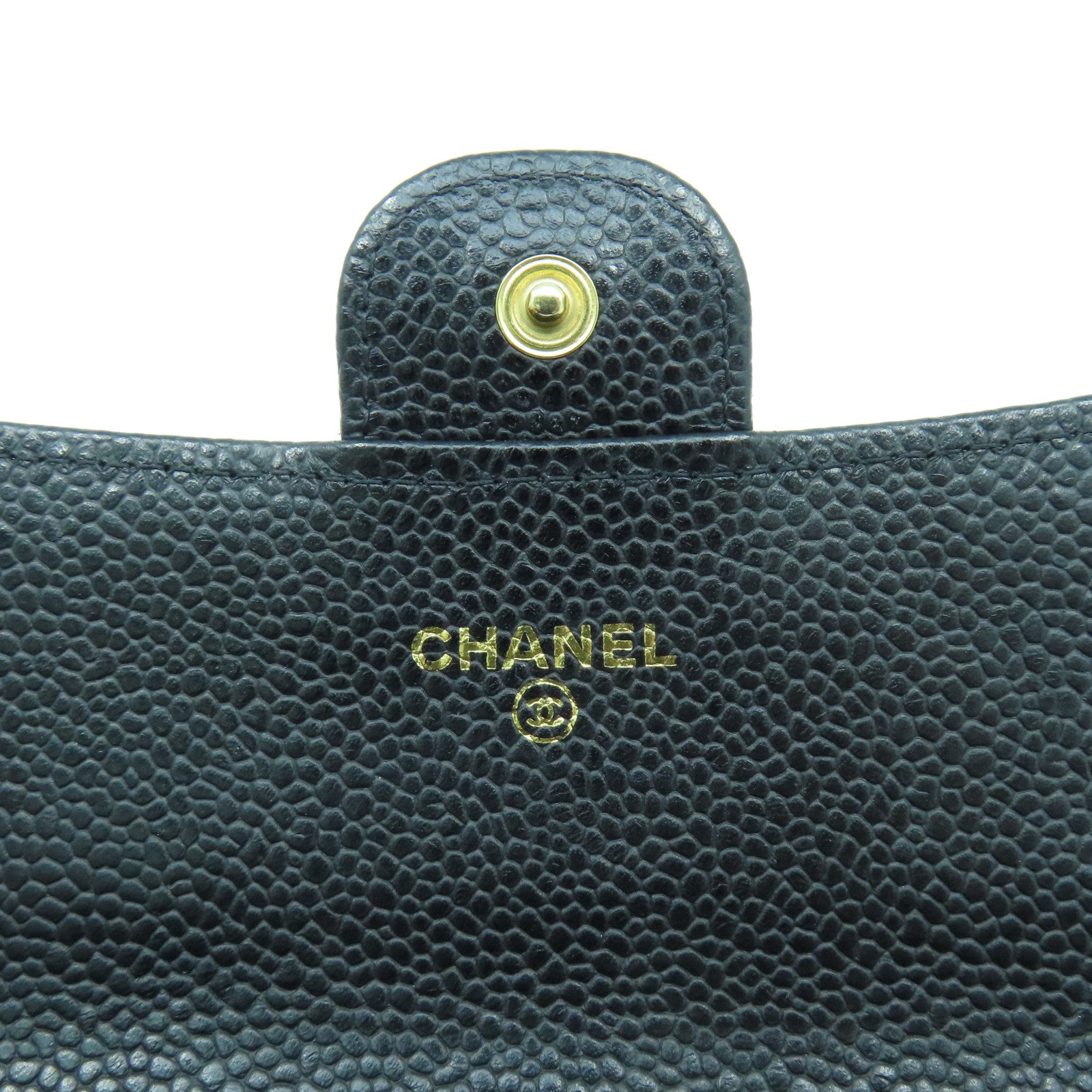 CHANEL 菱格Caviar皮革Long Wallet金扣長錢包黑色