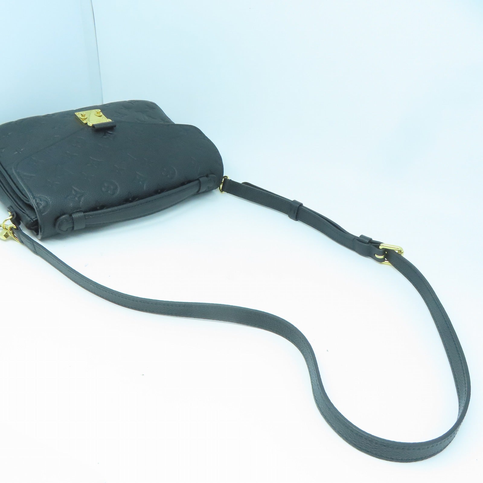 LOUIS VUITTON Monogram Empreinte Pochette Metis金扣手挽肩背兩用袋黑色