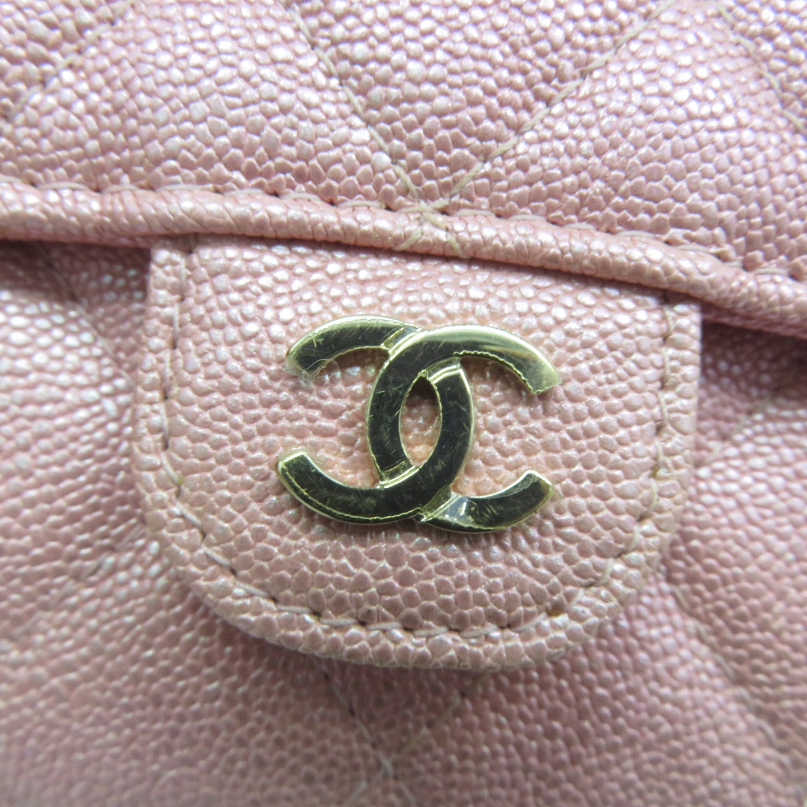 CHANEL 菱格Caviar皮革Wallet With Chain金扣鏈帶肩背袋粉紅色