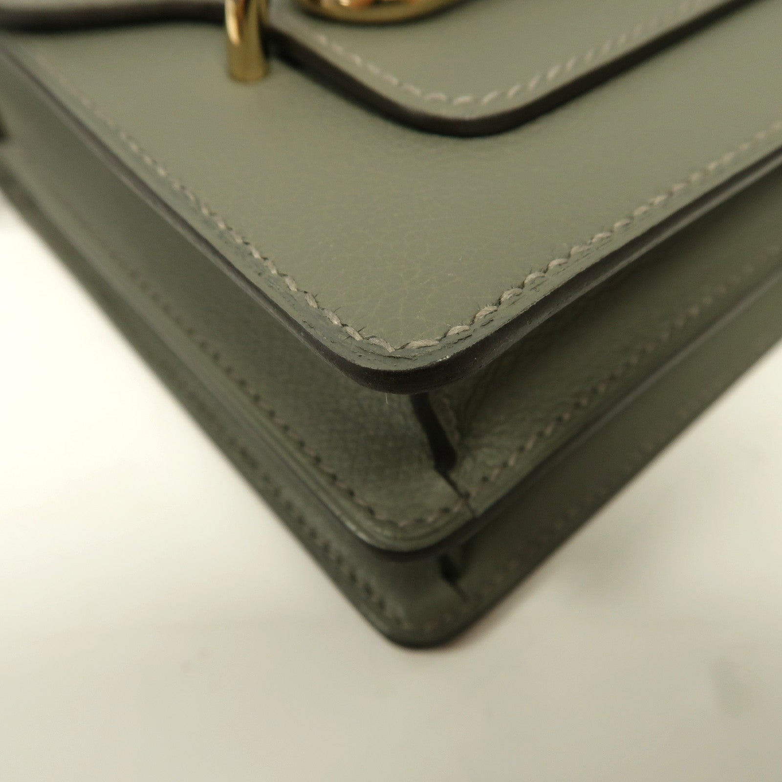 HERMES Evercolor皮革Mini Roulis金扣肩背袋灰色