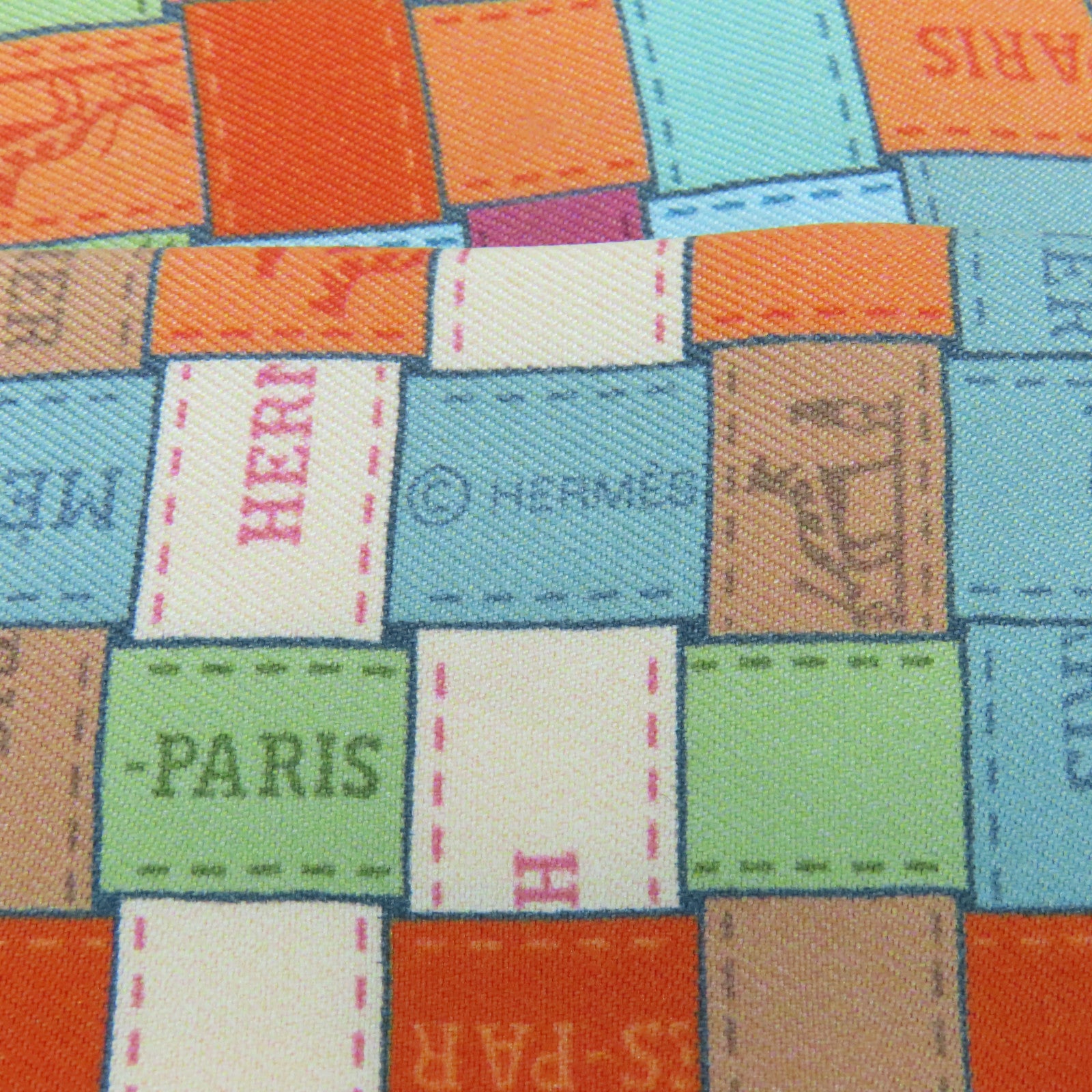 HERMES 【激減優惠】絲質Twilly絲巾藍色/橘色