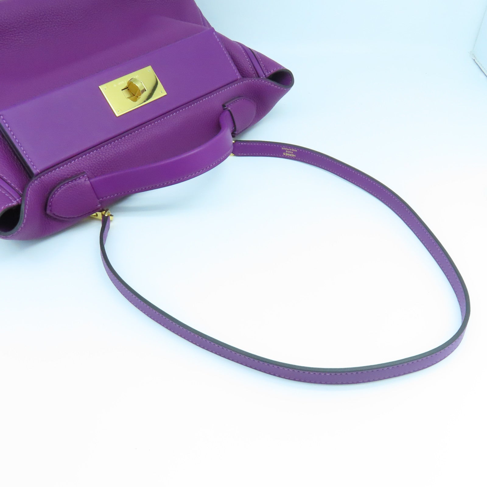 HERMES 【激減優惠】Clemence皮革24/24 29cm金扣手挽肩背兩用袋紫色P9