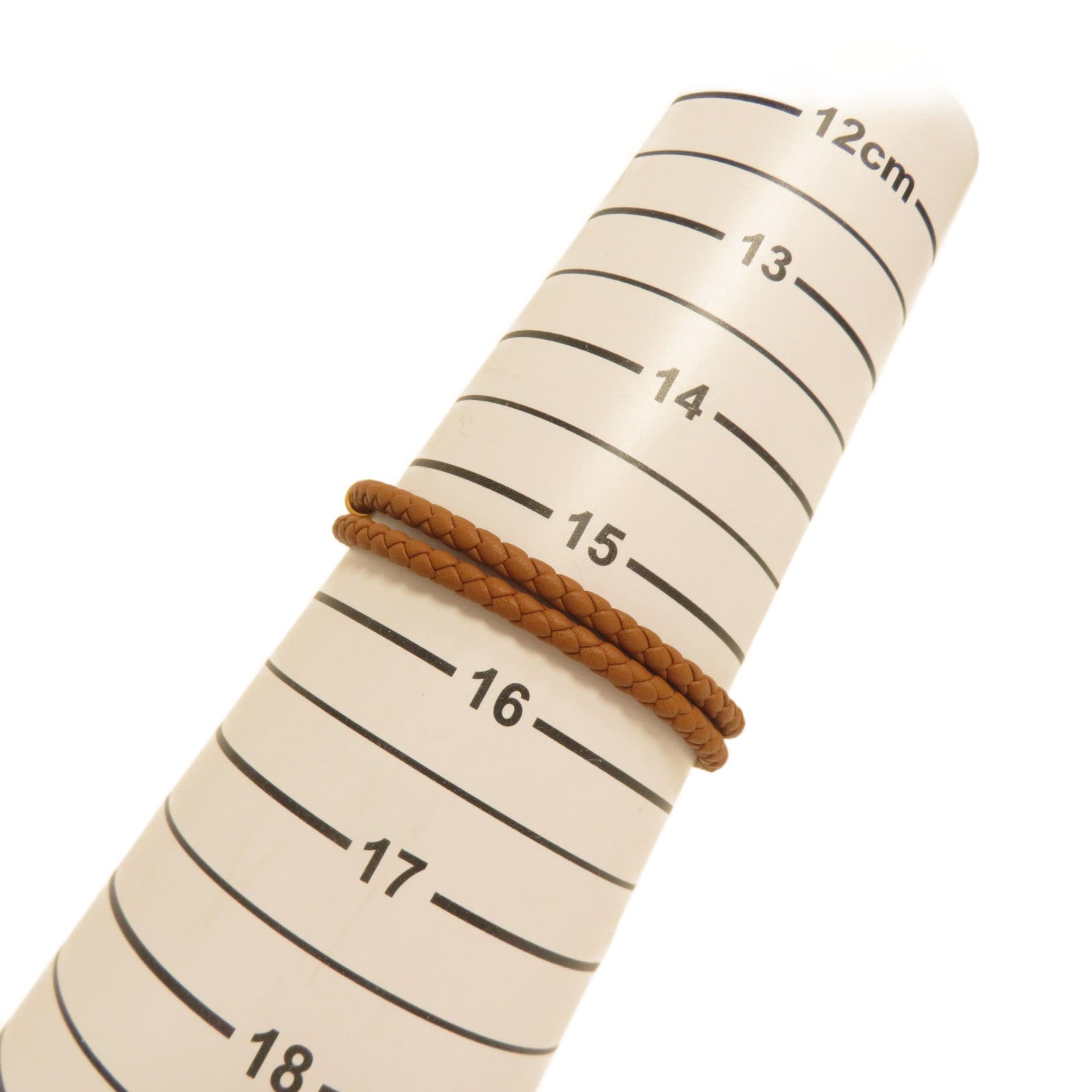 HERMES 牛皮皮革Roulis Double Tour Bracelet手鐲啡色/金色