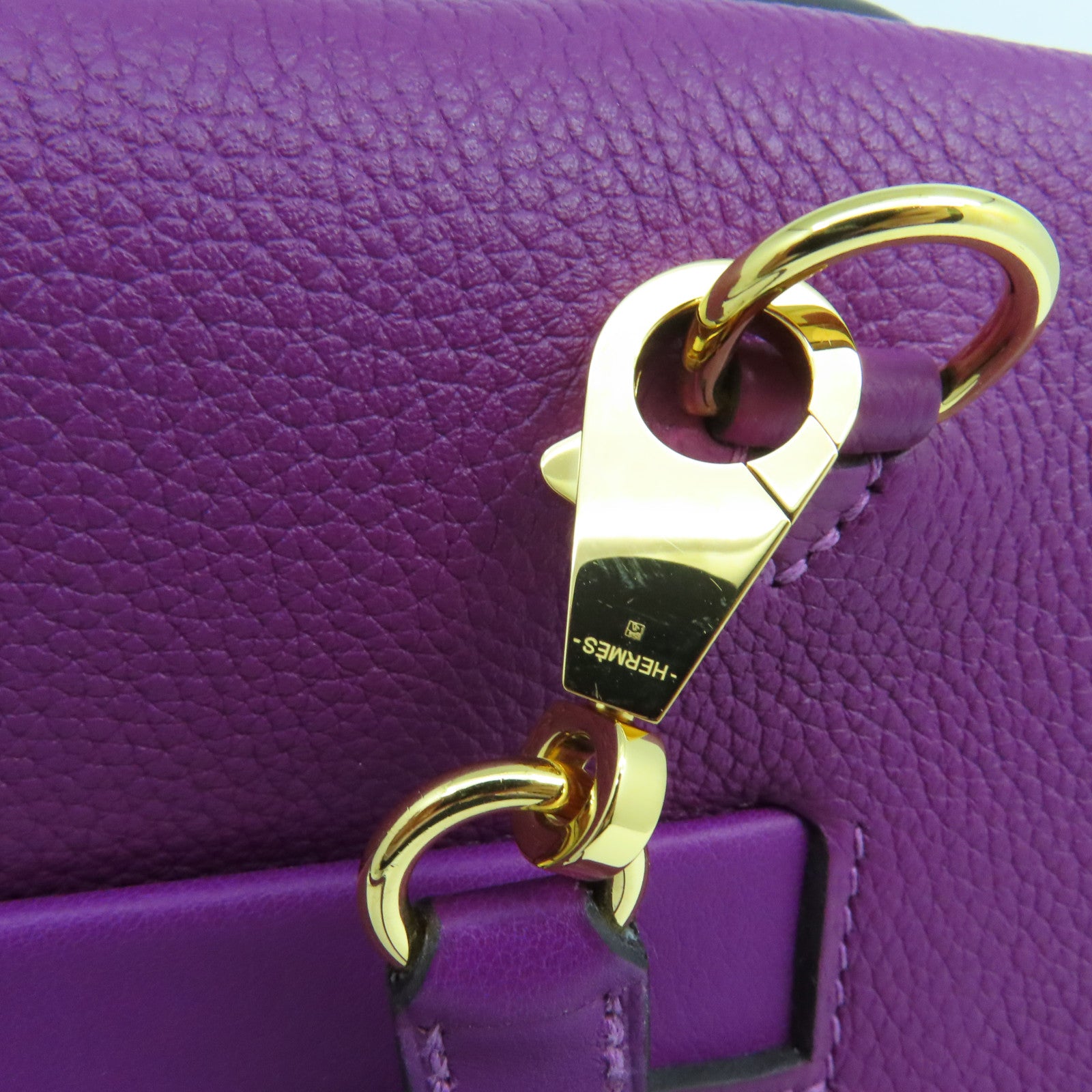 HERMES 【激減優惠】Clemence皮革24/24 29cm金扣手挽肩背兩用袋紫色P9
