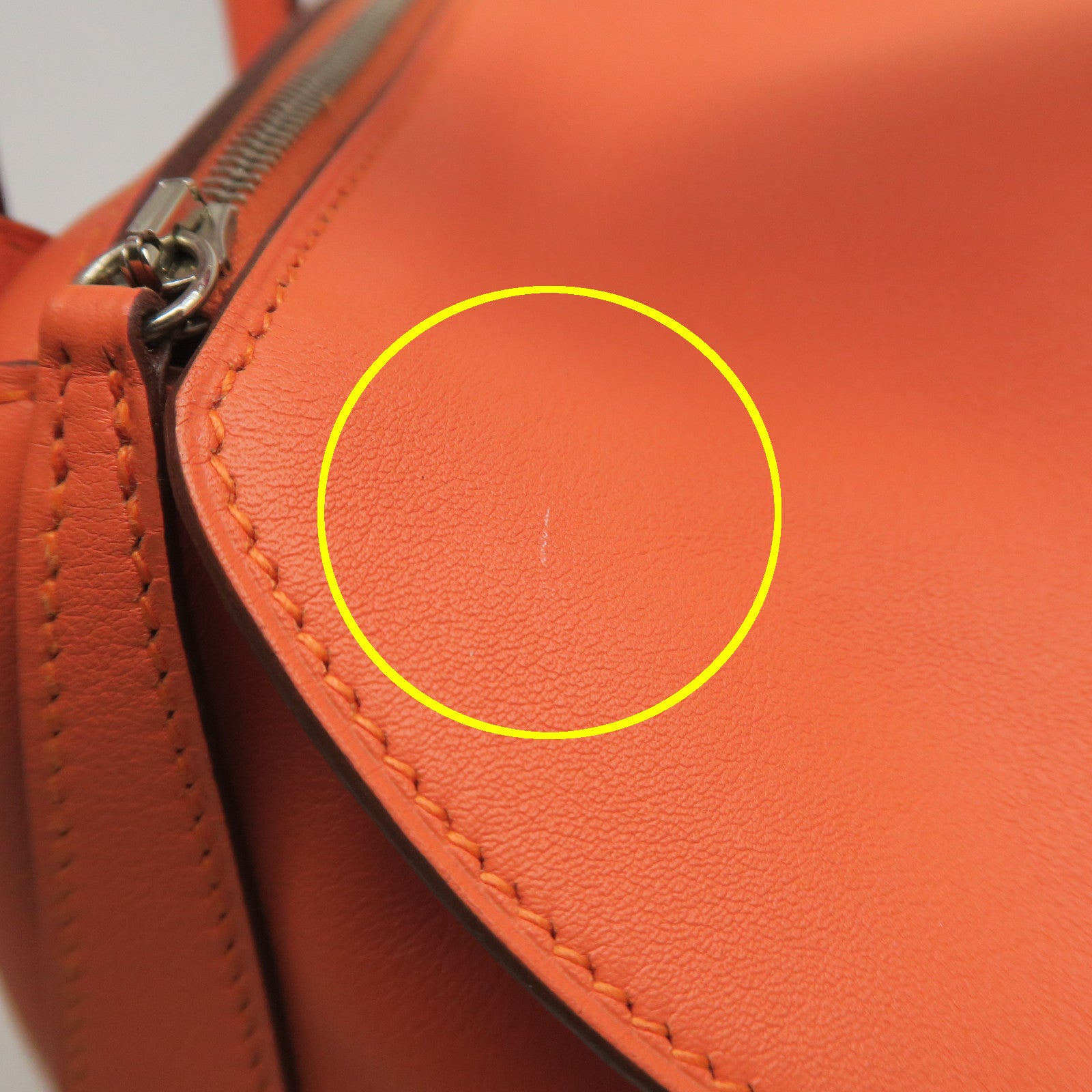 HERMES Veau Swift皮革Lindy 26銀扣手挽肩背兩用袋橙色