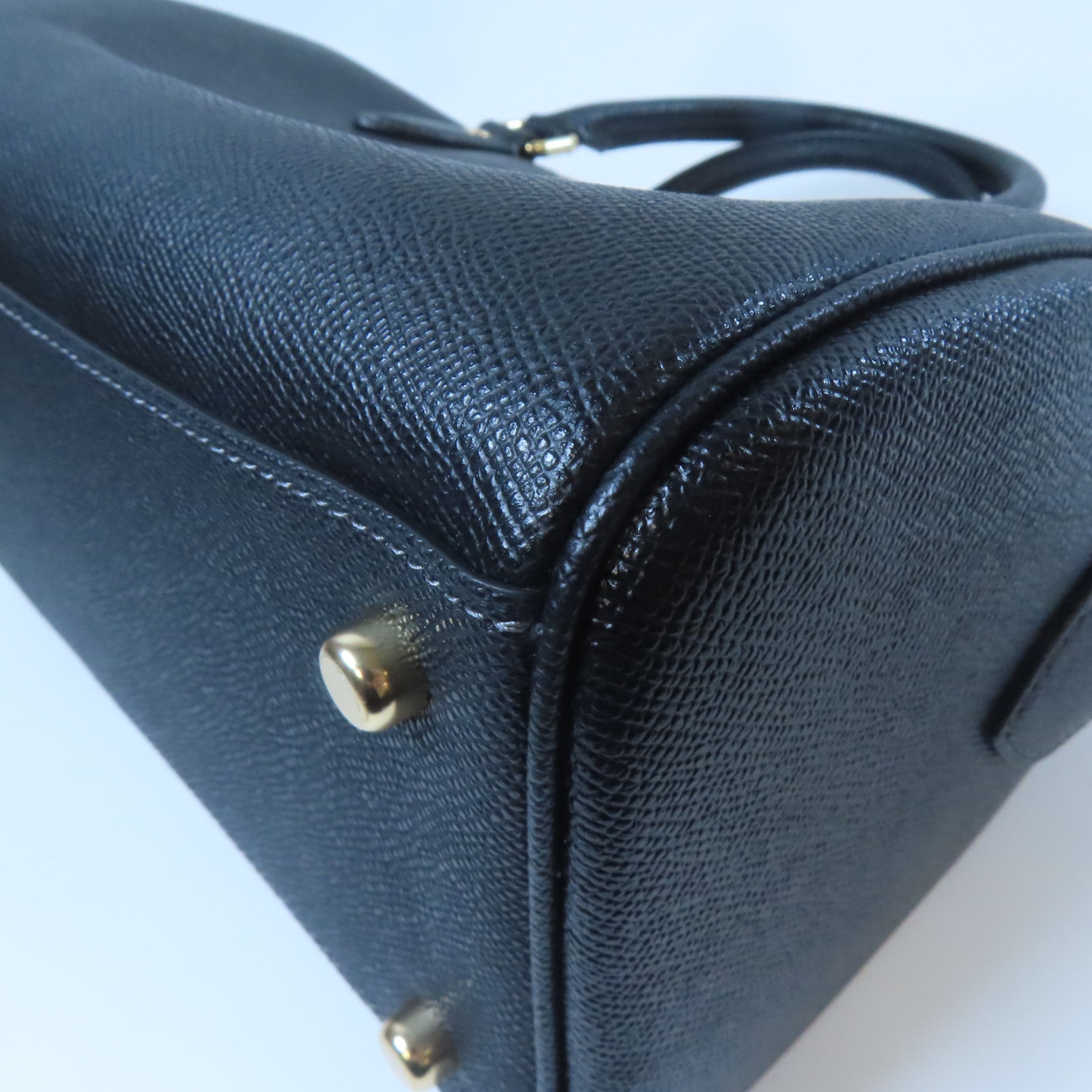 COACH 牛皮皮革2 Way Shoulder Bag金扣手挽肩背兩用袋黑色