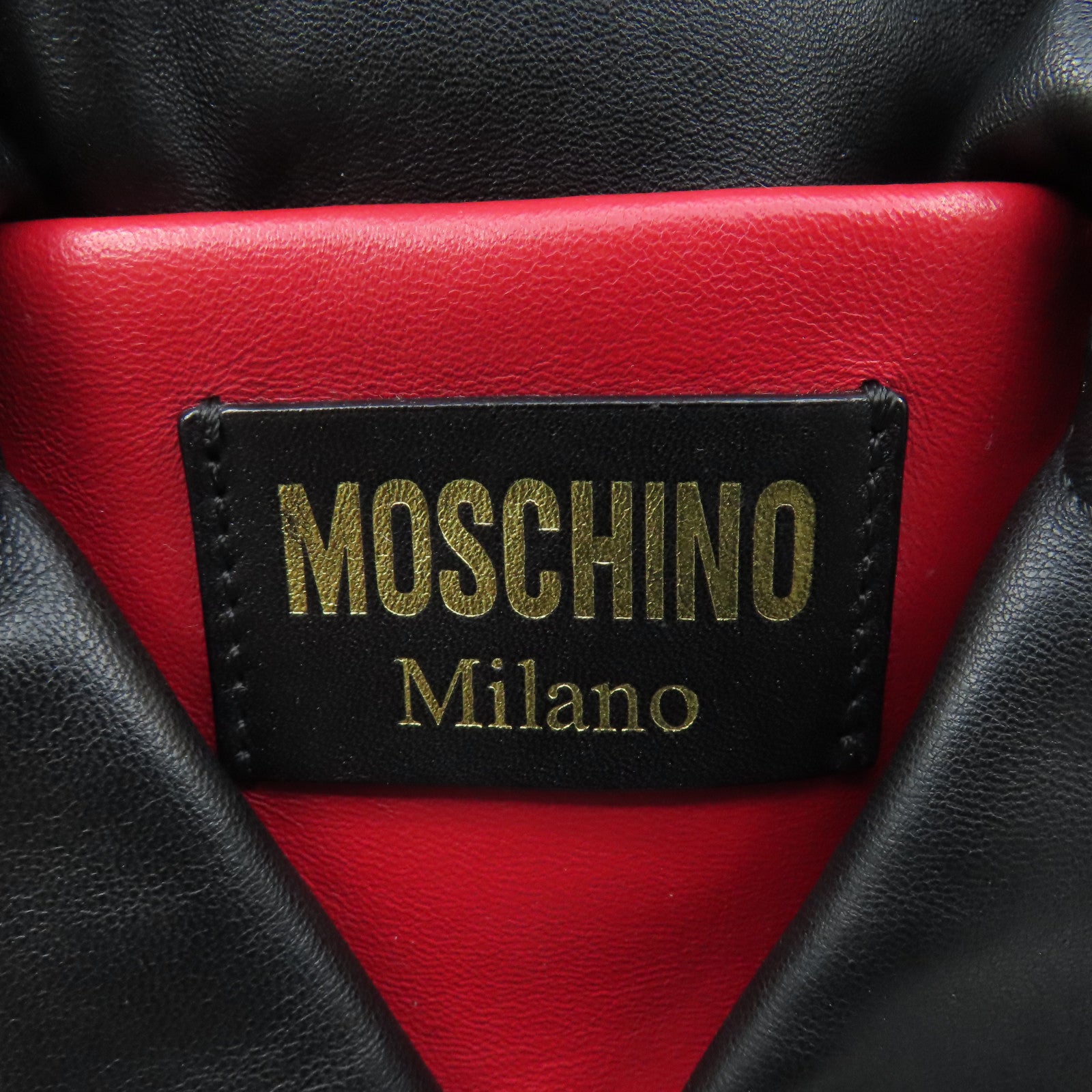 MOSCHINO 牛皮皮革2Way Shoulder Bag金扣手挽肩背兩用袋黑色