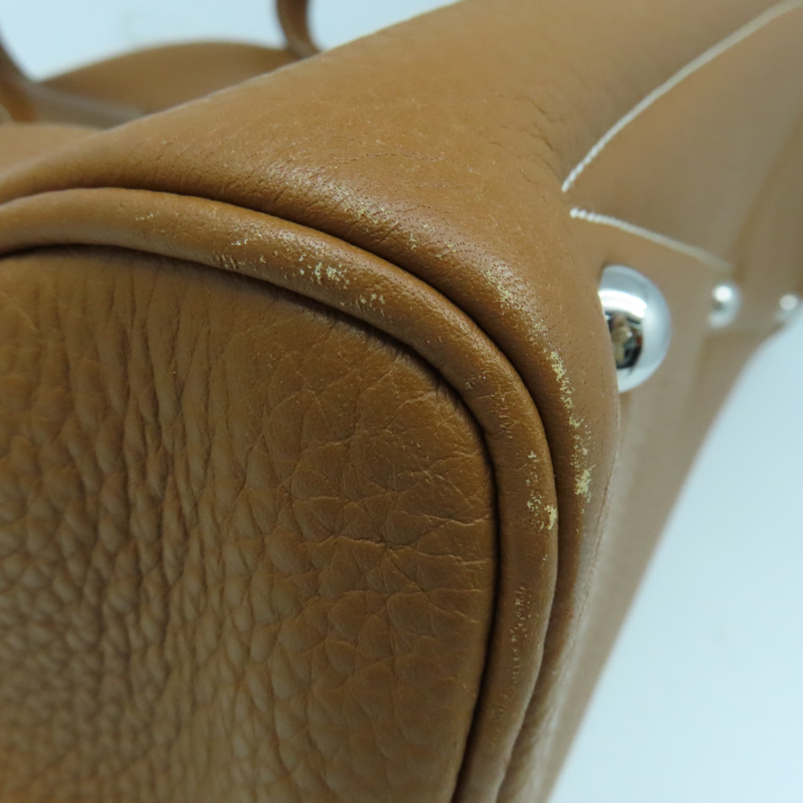 HERMES Clemence皮革Victolia銀扣手挽袋金色#37