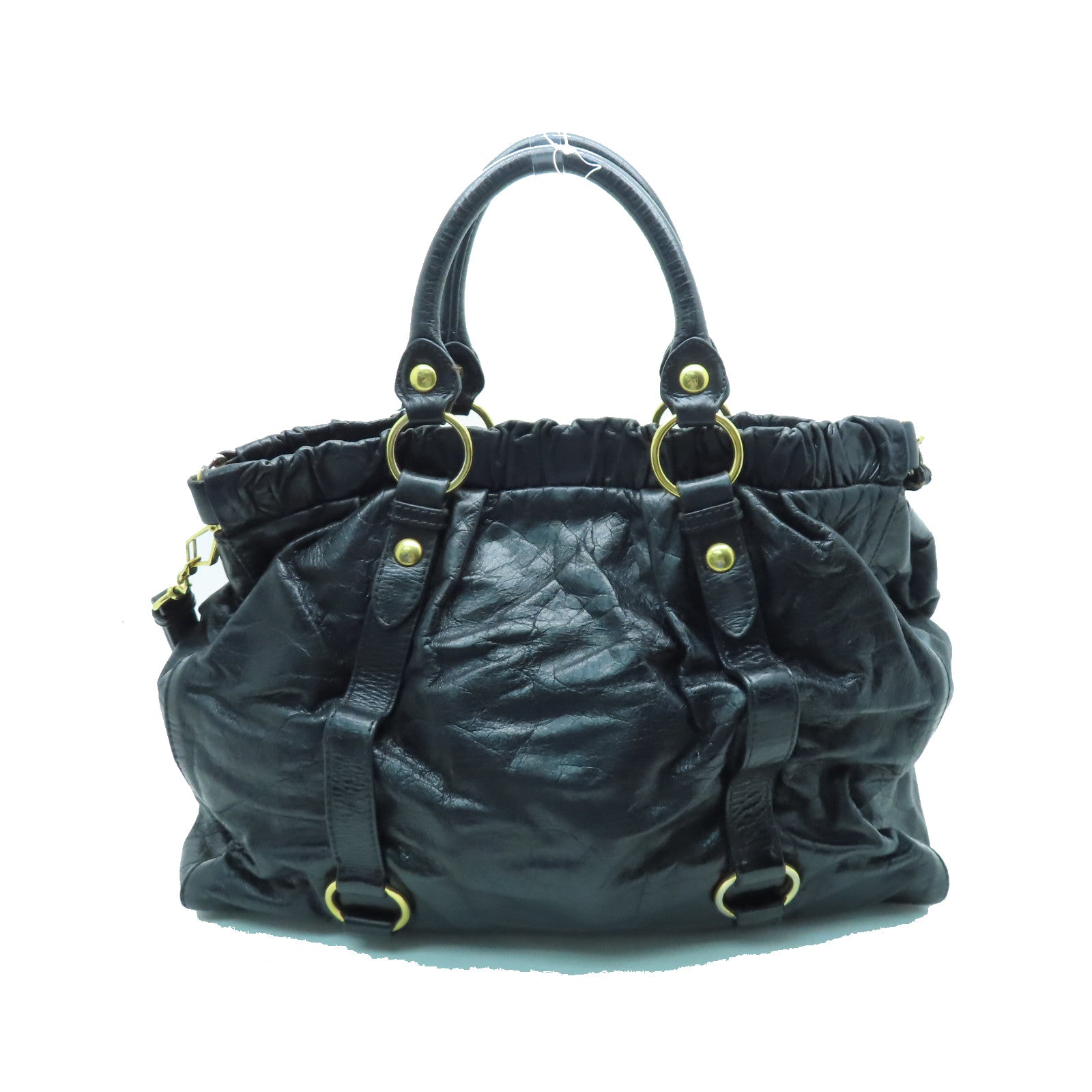 Miu Miu 【激減優惠】牛皮皮革Shoulder Bag金扣肩背袋黑色