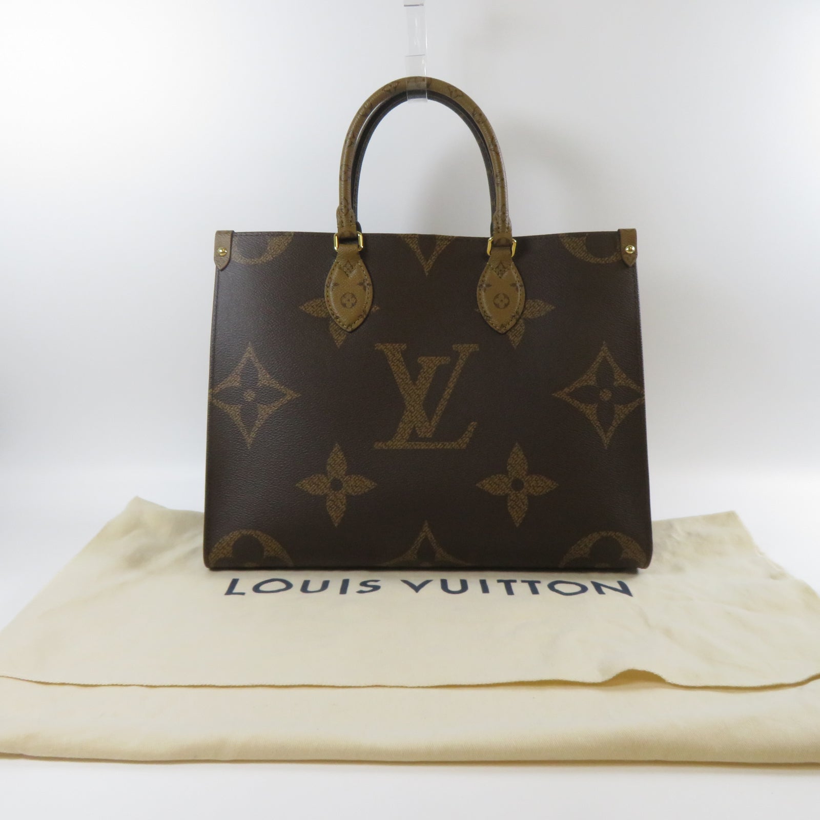 LOUIS VUITTON Monogram Giant OnTheGo MM金扣手挽肩背兩用袋啡色