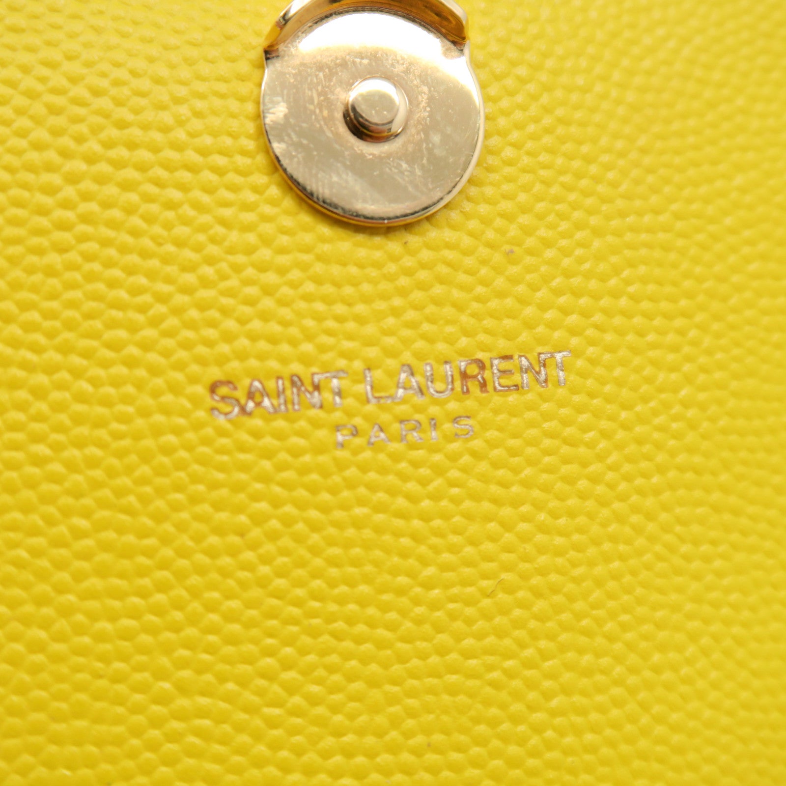 SAINT LAURENT 牛皮皮革Kate Mini Bag金扣鏈帶肩背袋黃色
