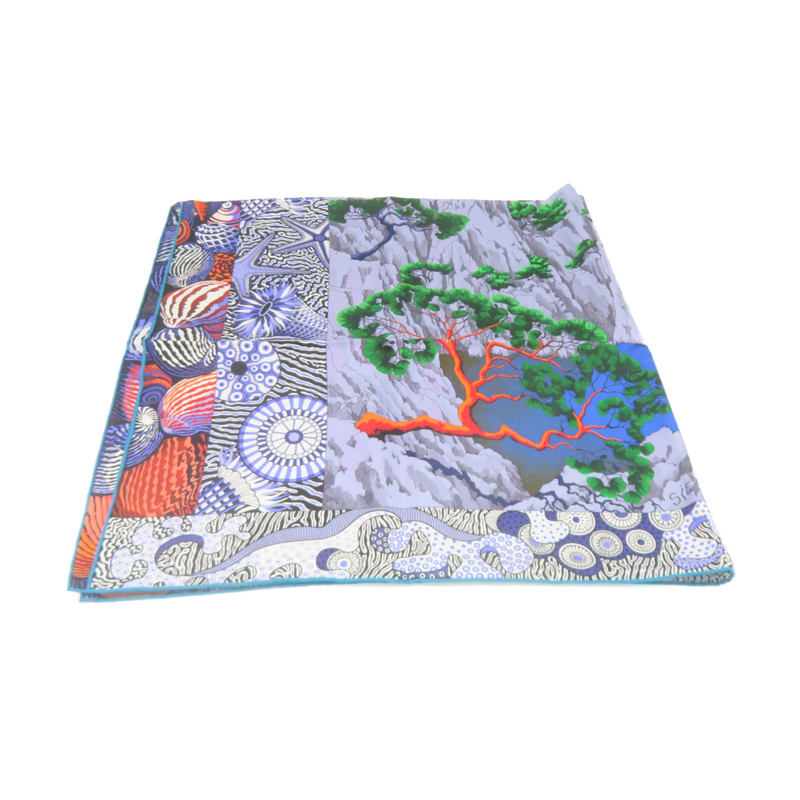 HERMES 【激減優惠】絲質Scarf 90x90絲巾藍色/彩色