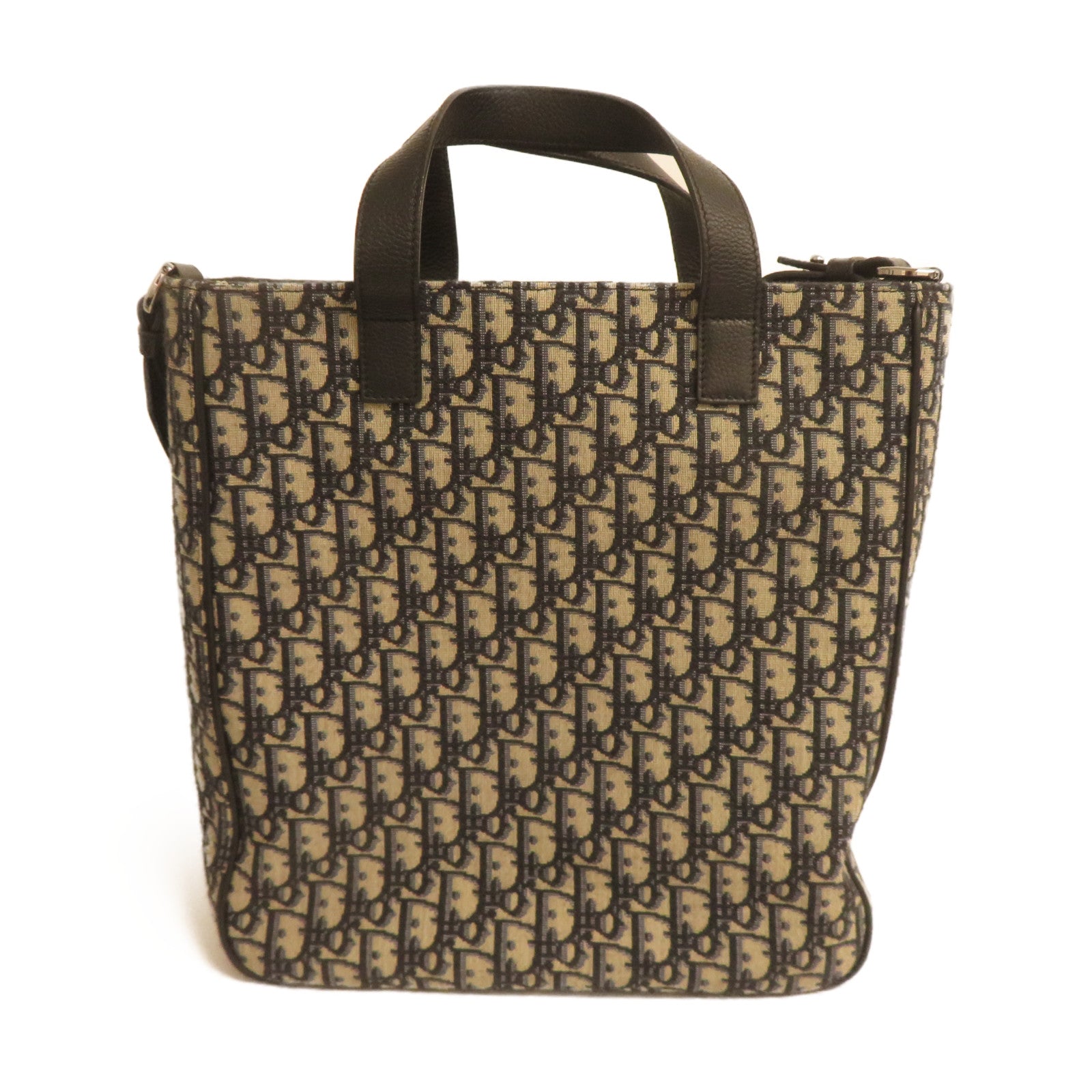 Dior 帆布Saddle Tote銀扣手挽肩背兩用袋深藍色