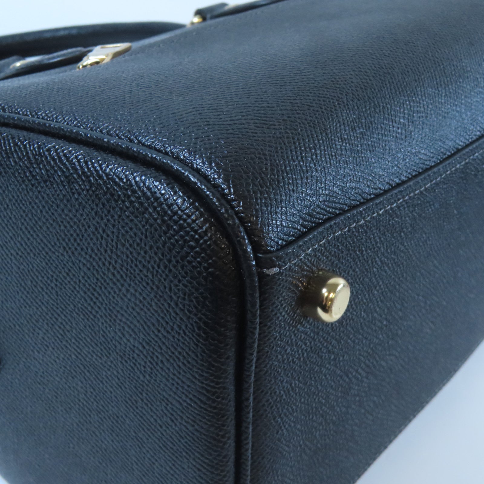 COACH 牛皮皮革2 Way Shoulder Bag金扣手挽肩背兩用袋黑色