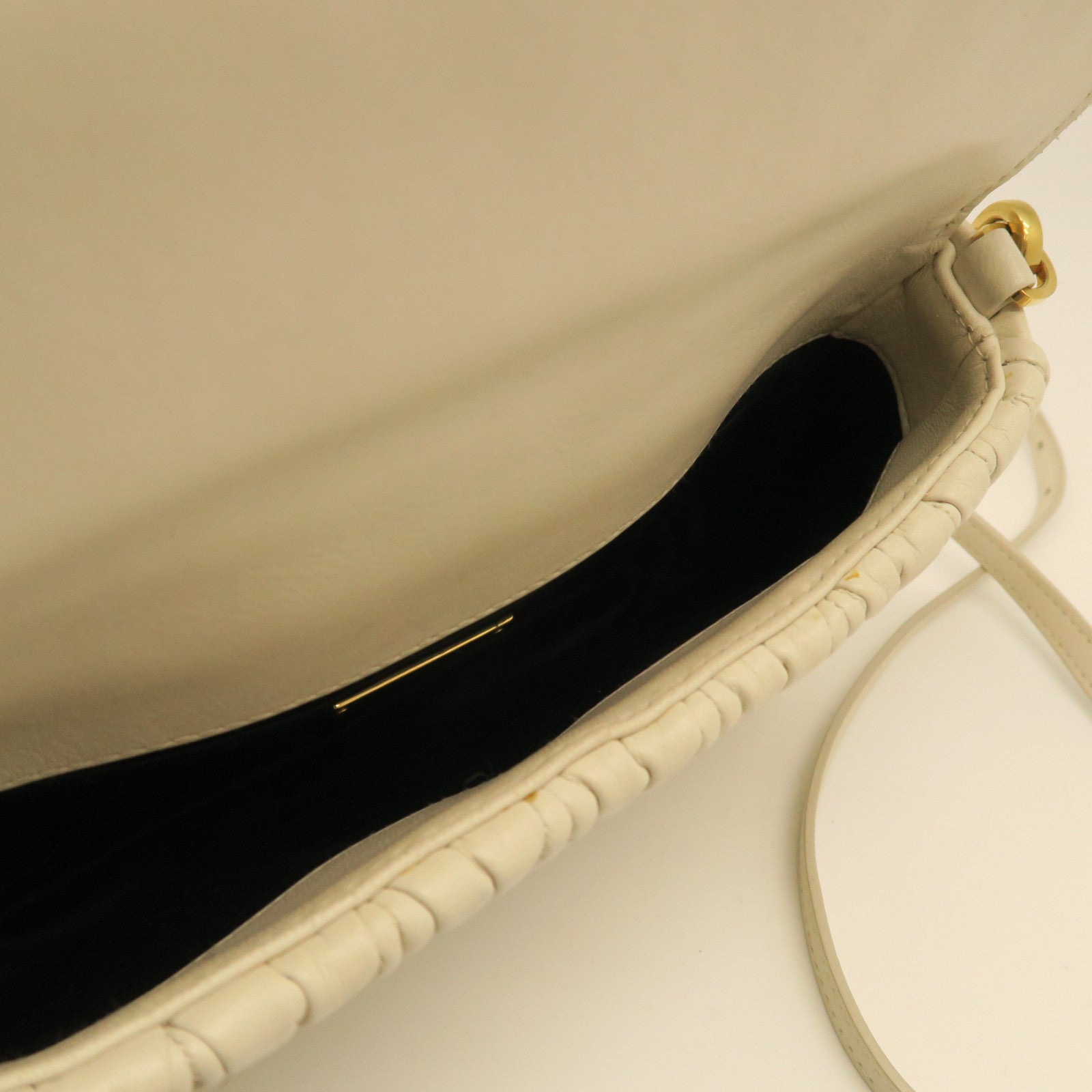 Miu Miu Sheepskin Leather Shoulder Bag Gold Buckle White