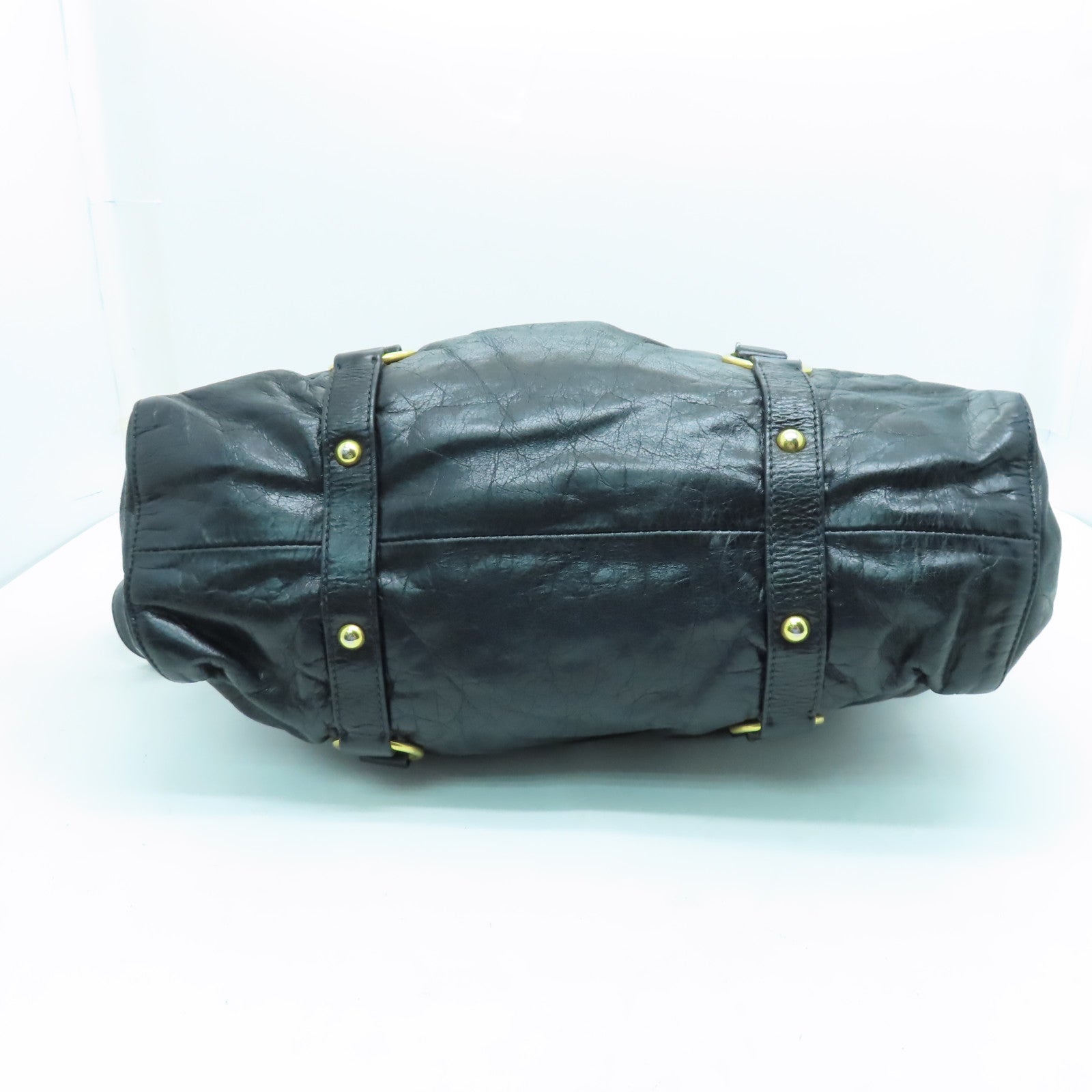 Miu Miu 【激減優惠】牛皮皮革Shoulder Bag金扣肩背袋黑色