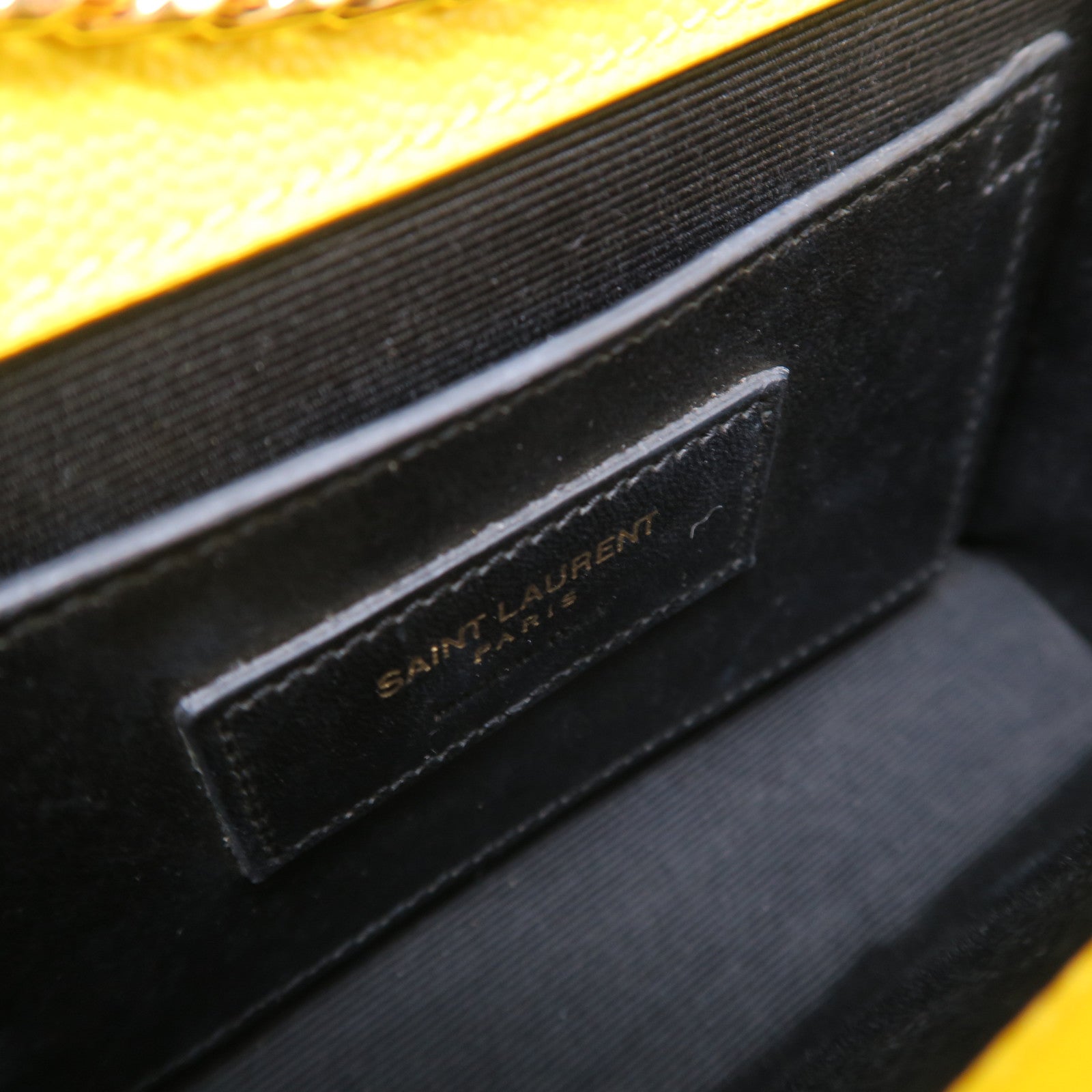 SAINT LAURENT 牛皮皮革Kate Mini Bag金扣鏈帶肩背袋黃色