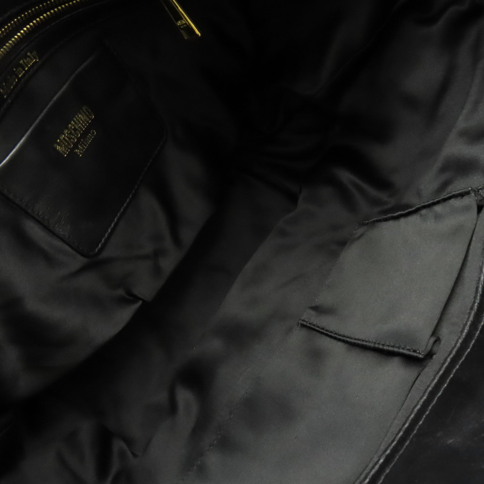 MOSCHINO 牛皮皮革2Way Shoulder Bag金扣手挽肩背兩用袋黑色