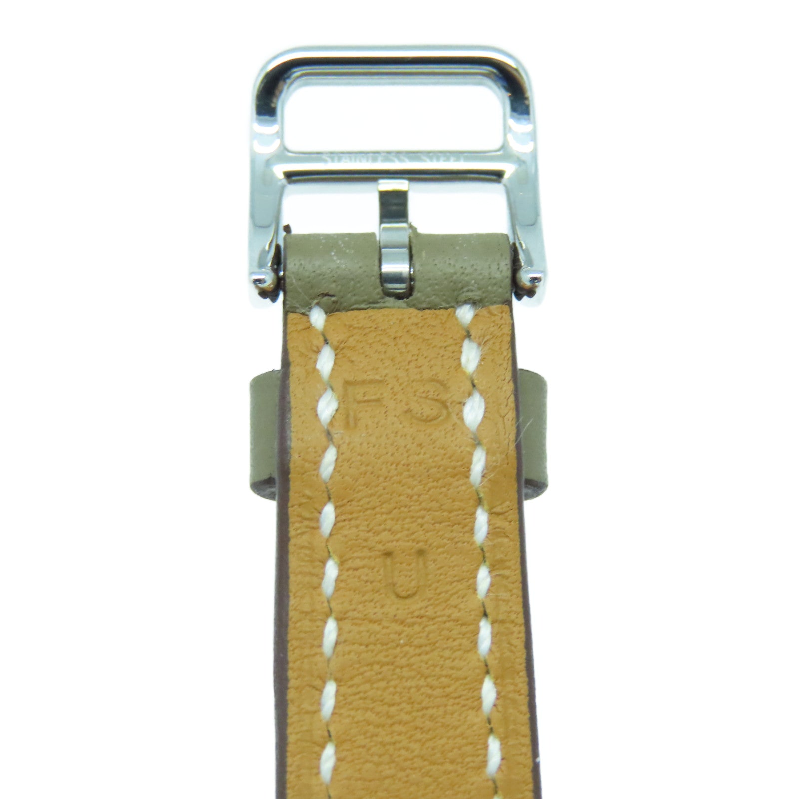 HERMES Heure H Watch不锈钢皮革带手表石英机芯大象灰