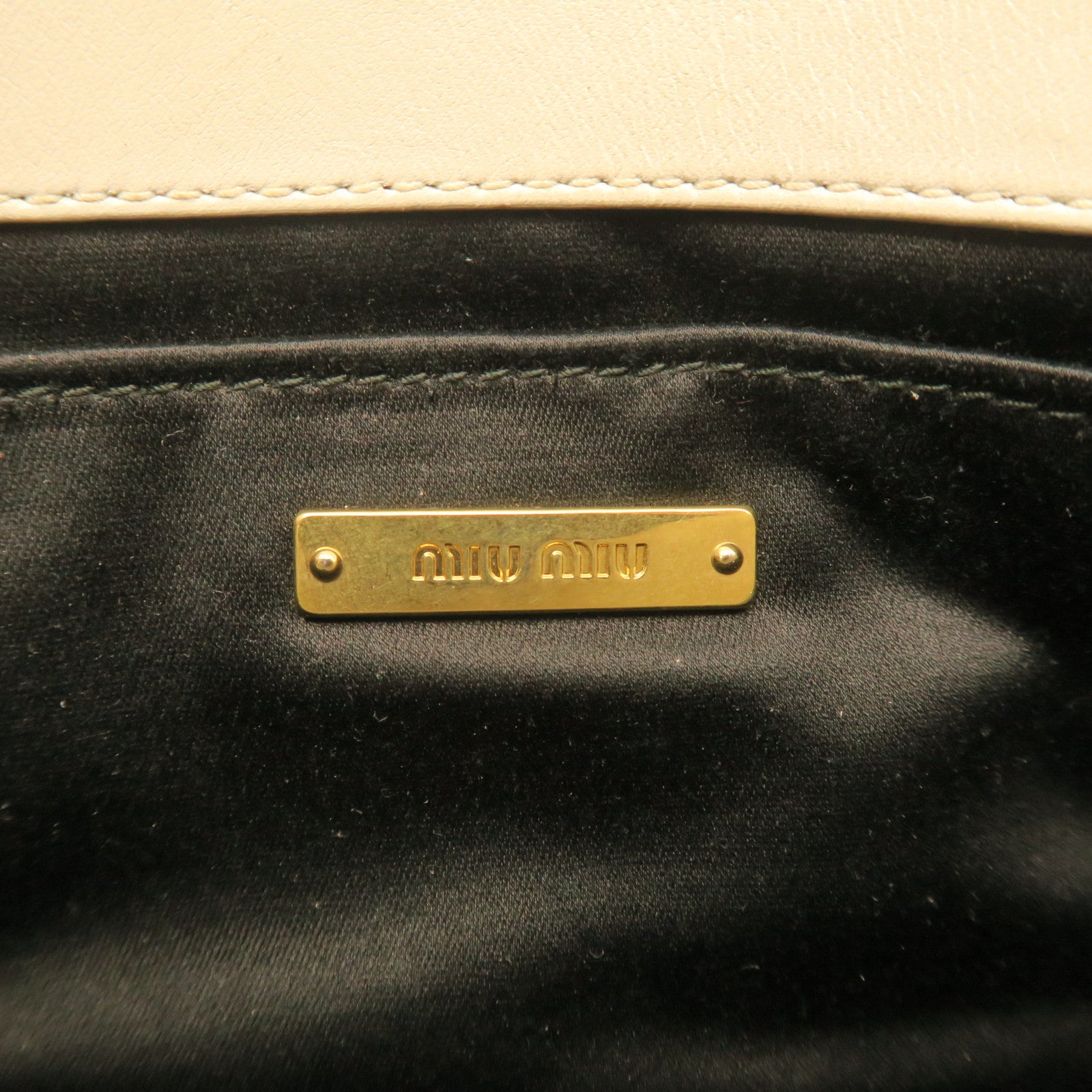 Miu Miu Sheepskin Leather Shoulder Bag Gold Buckle White