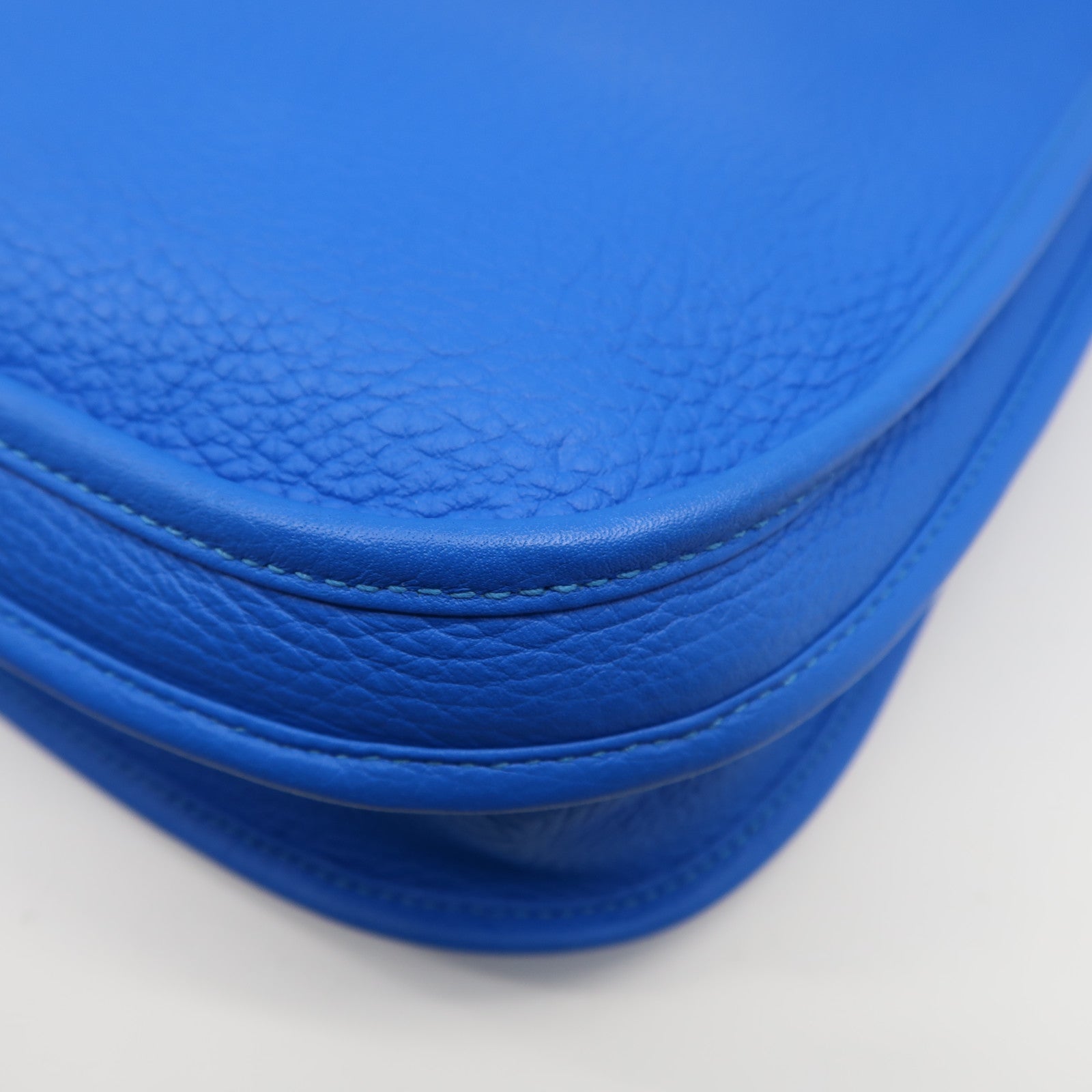 HERMES Clemence皮革Evelyne PM銀扣肩背袋Bleu France法國藍色