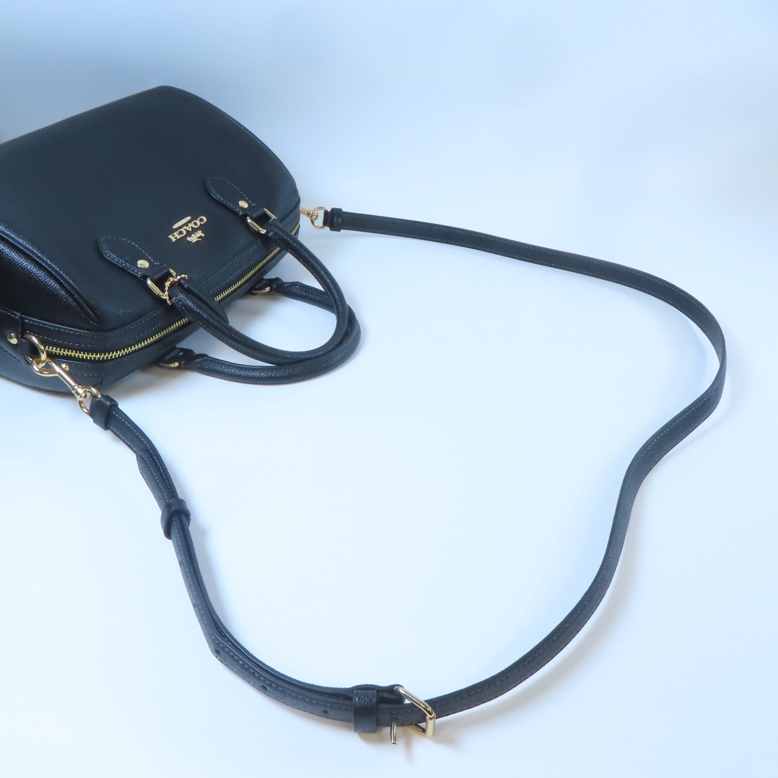 COACH 牛皮皮革2 Way Shoulder Bag金扣手挽肩背兩用袋黑色