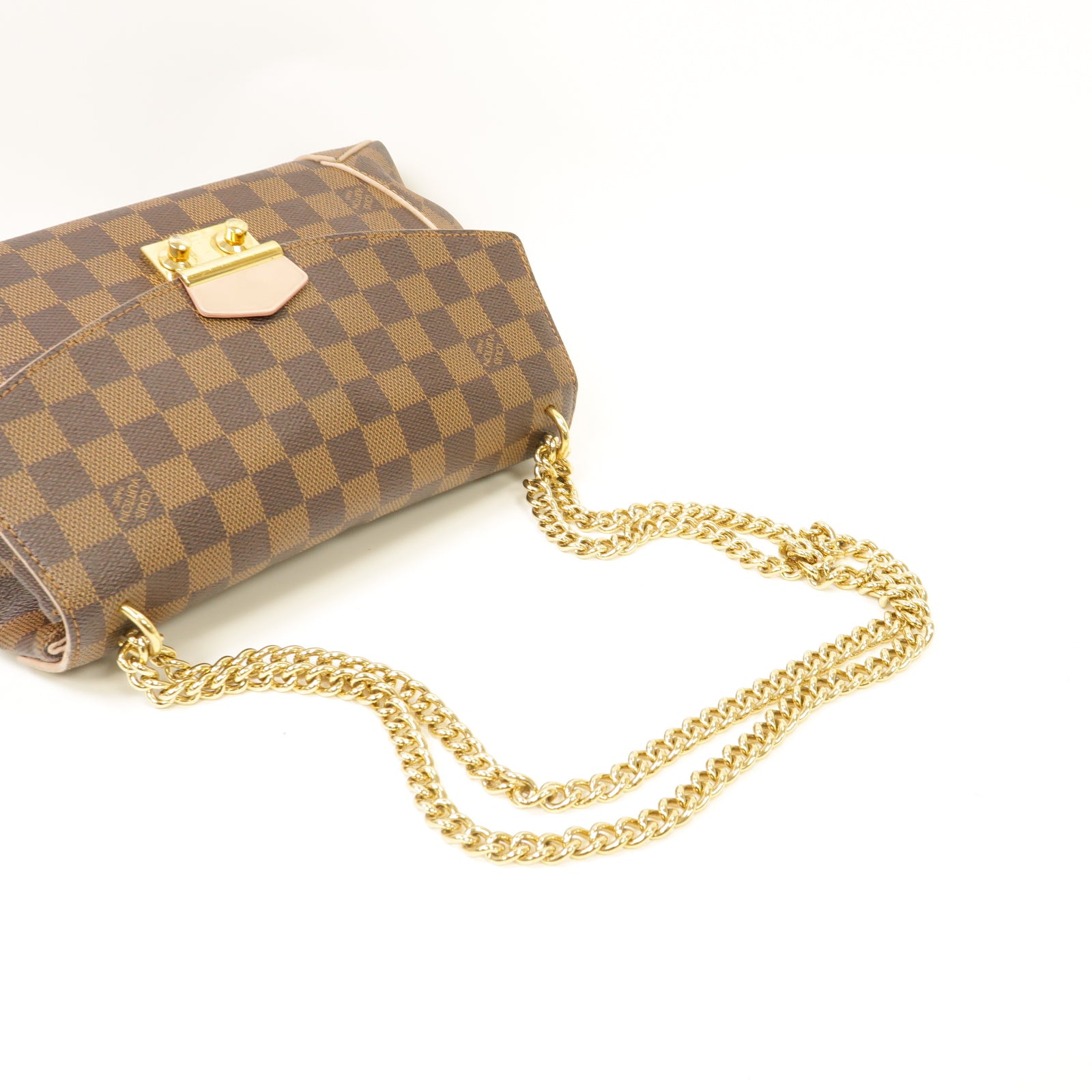 LOUIS VUITTON Damier Caissa Clutch Cherry Shoulder Bag金扣鏈帶肩背袋棕色
