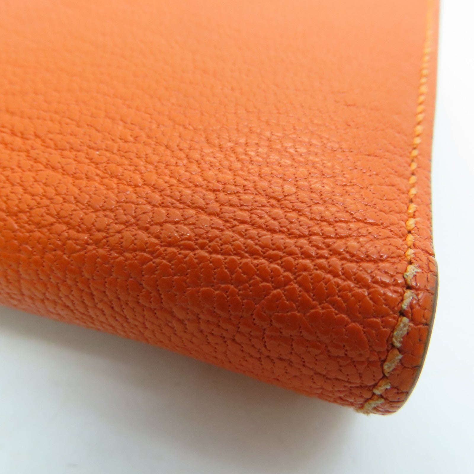 HERMES Chevre皮革Bearn Long Wallet长钱包Feu橙色