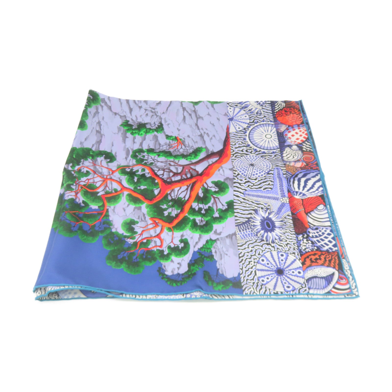 HERMES 【激減優惠】絲質Scarf 90x90絲巾藍色/彩色