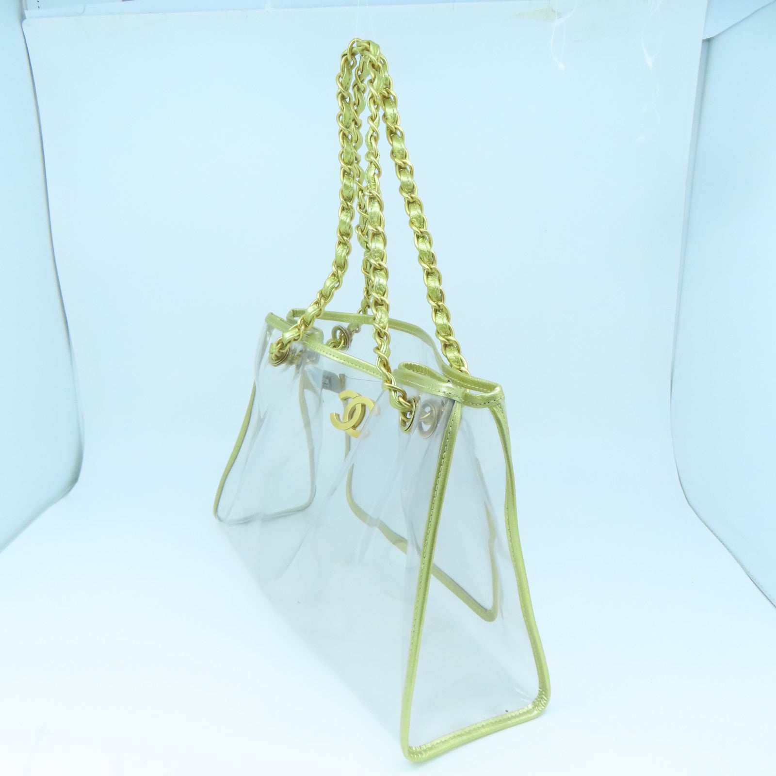 CHANEL PVC Chain Shoulder Gold Shoulder Bag Clear/Gold