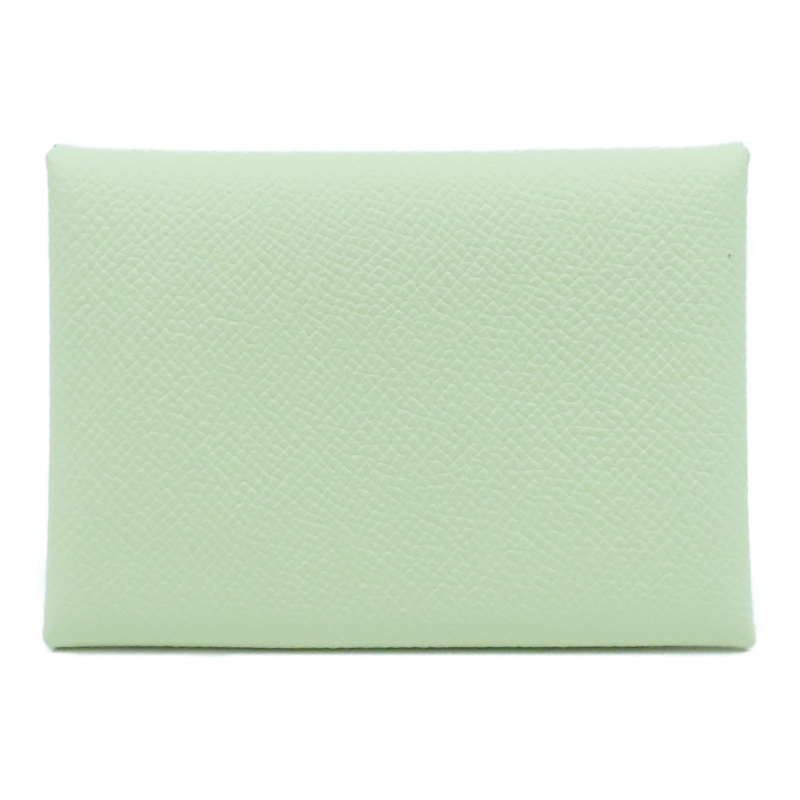 HERMES Epsom皮革Calvi Duo銀扣卡片套Craie奶昔白色