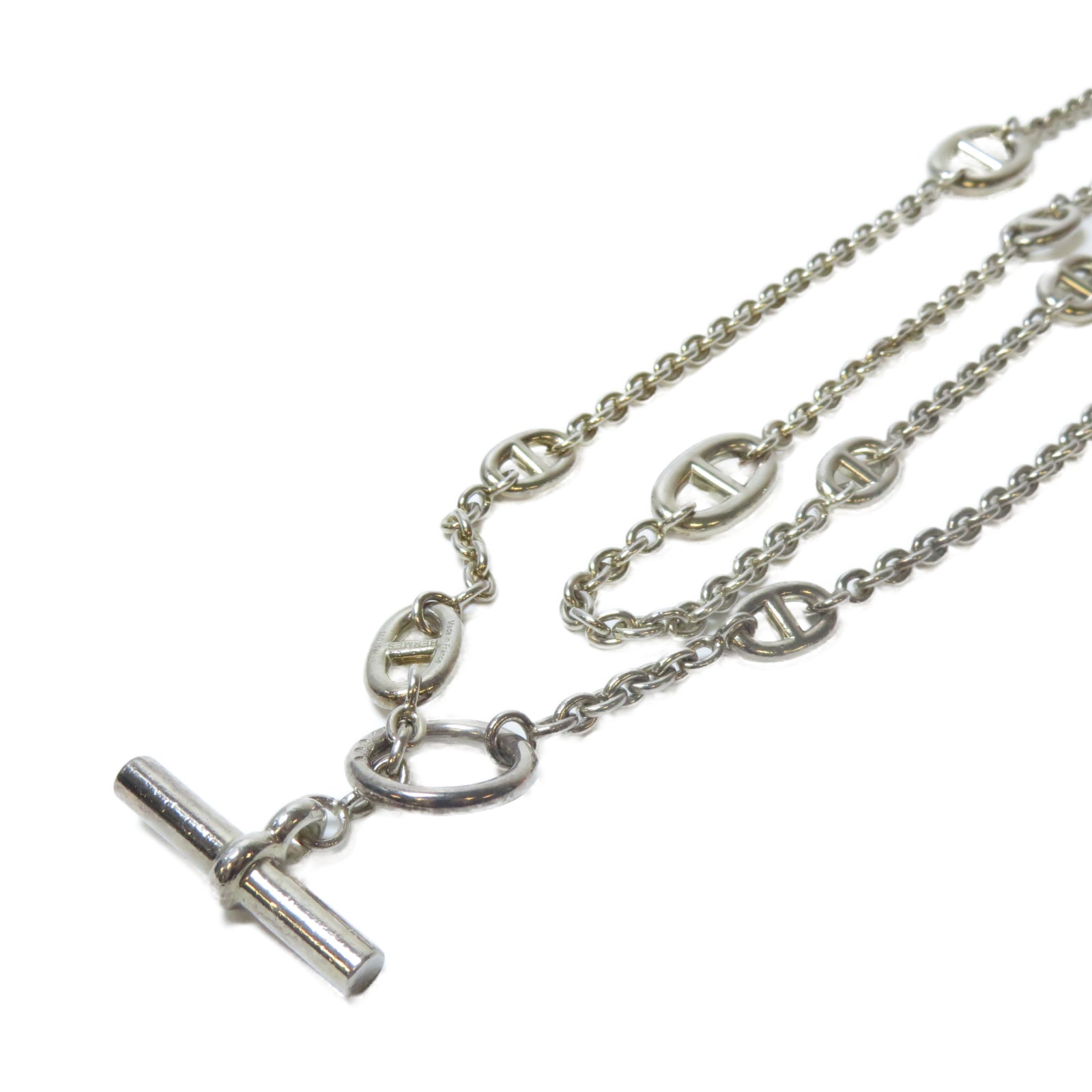 HERMES 925純銀Chaine D'Ancre Necklace項鏈銀色