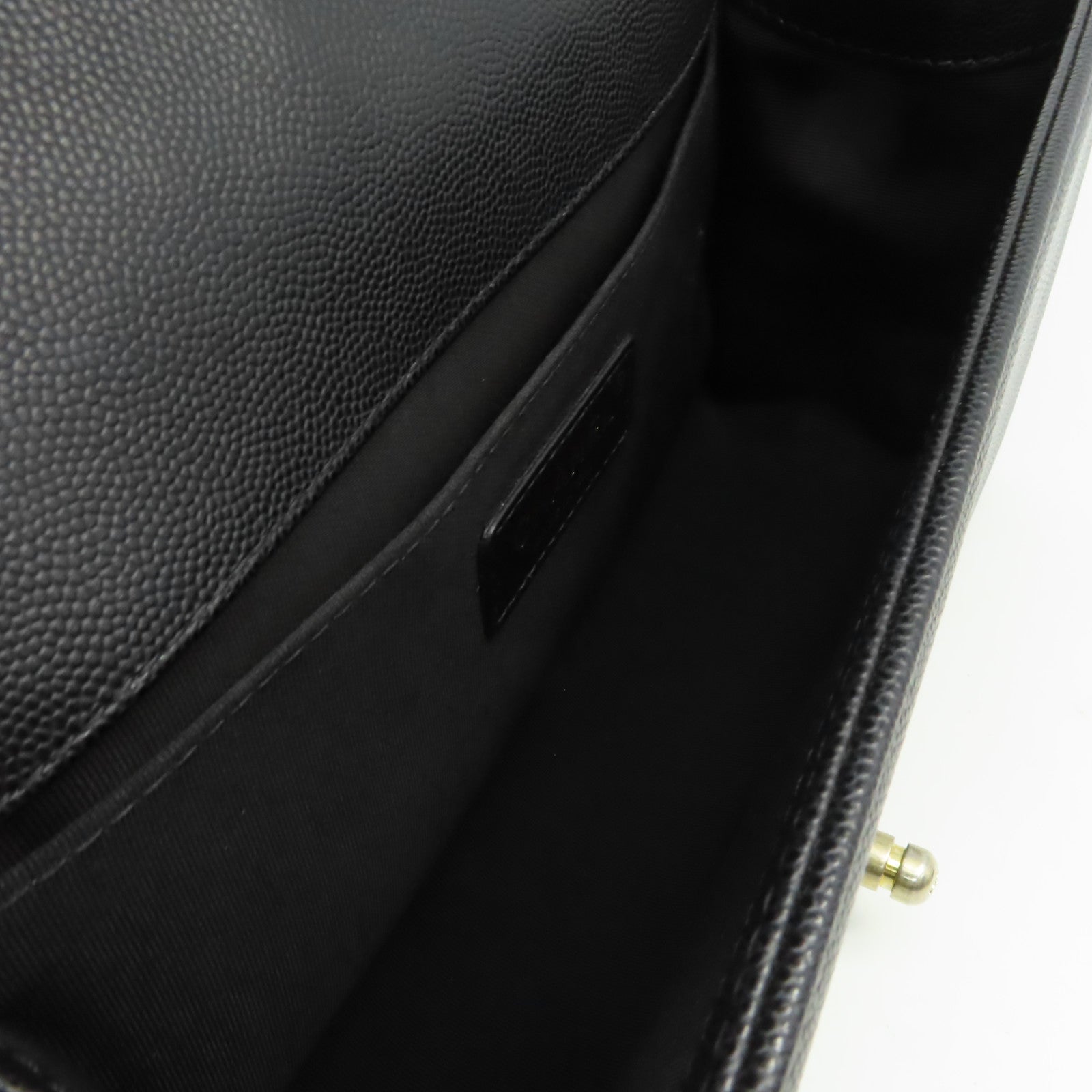 CHANEL 菱格Caviar皮革Boy Chanel 25cm Chain Shoulder Bag金扣鏈帶肩背袋黑色