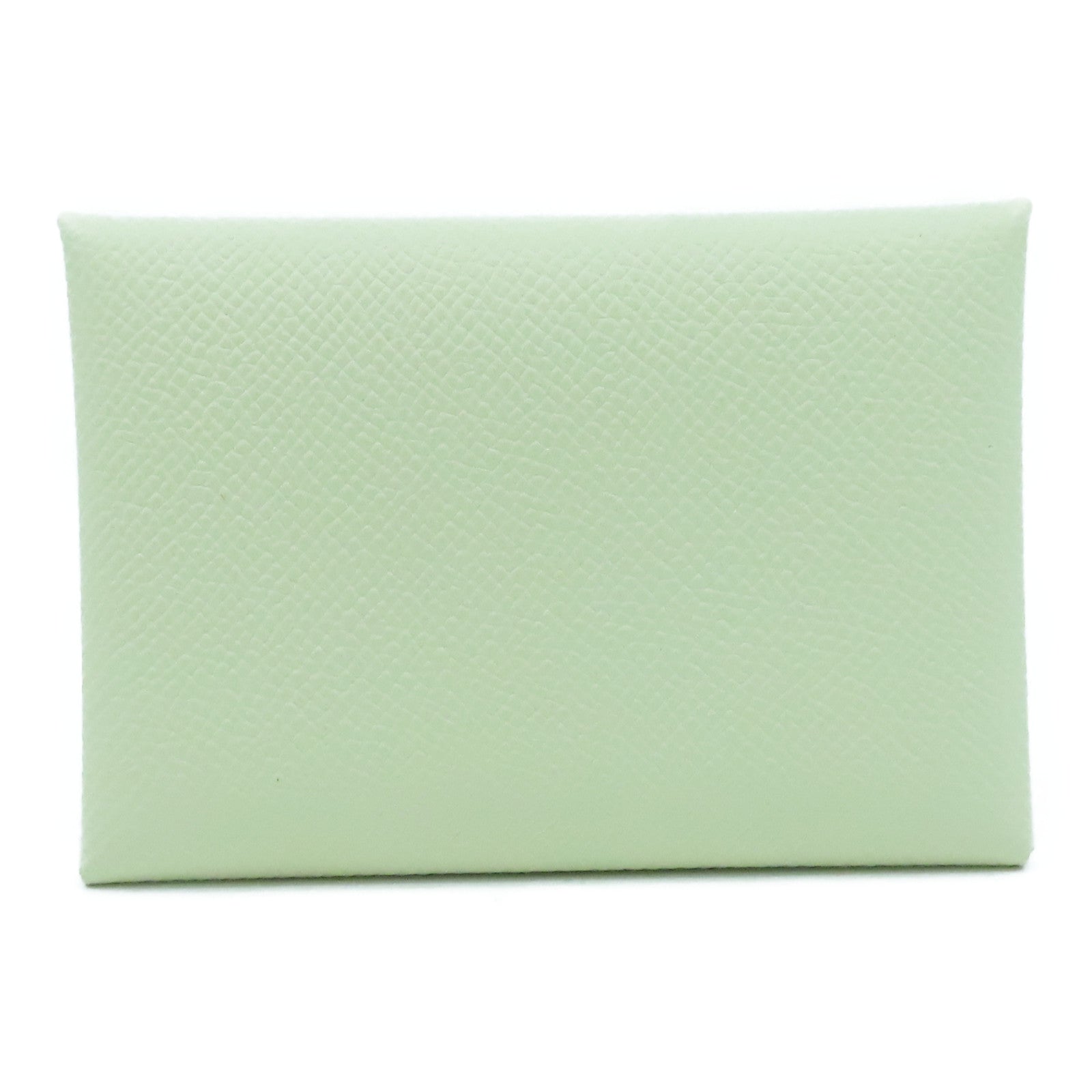 HERMES Epsom皮革Calvi Duo銀扣卡片套Craie奶昔白色